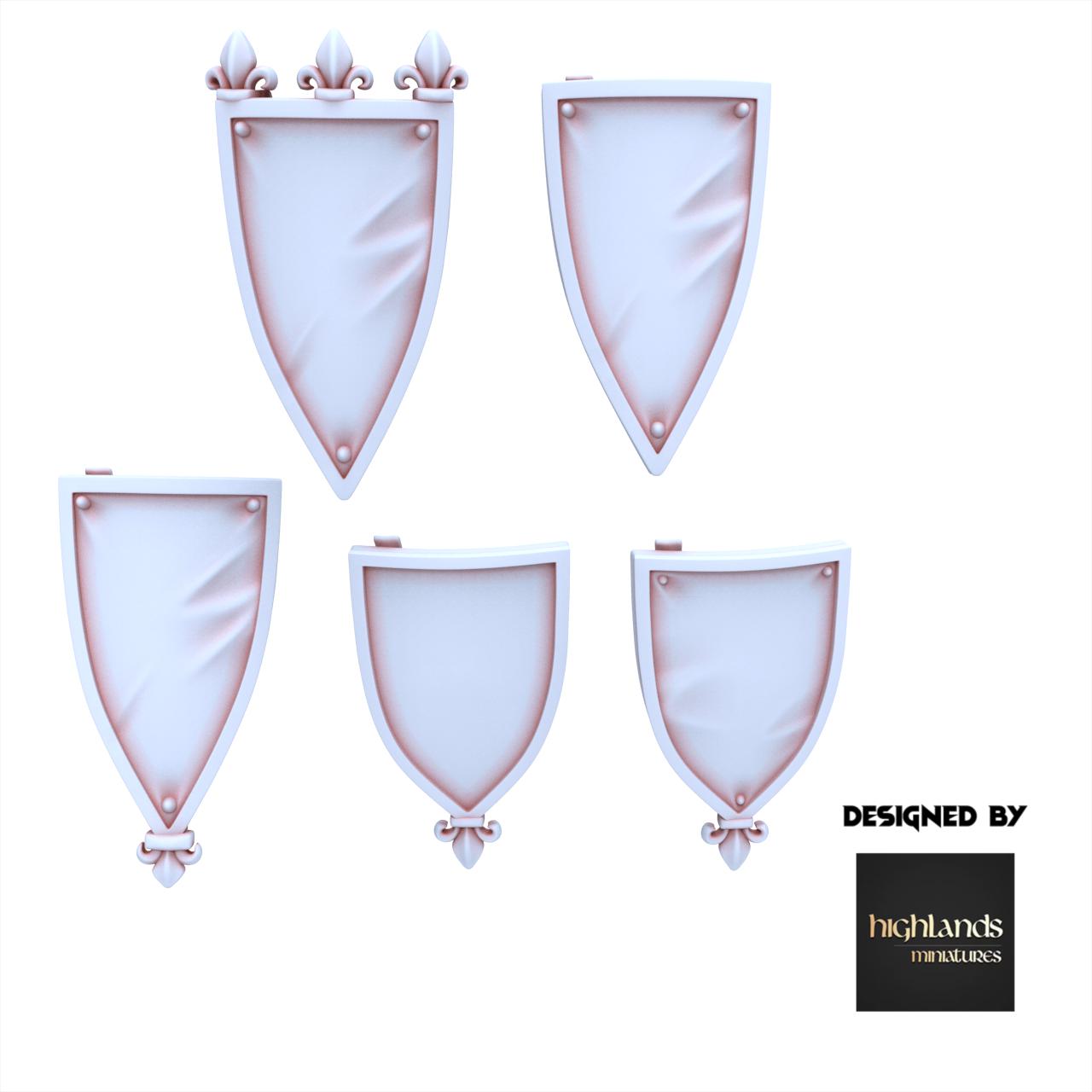 Arthurian Knights - x25 Shields - Gallia - Highlands Miniatures