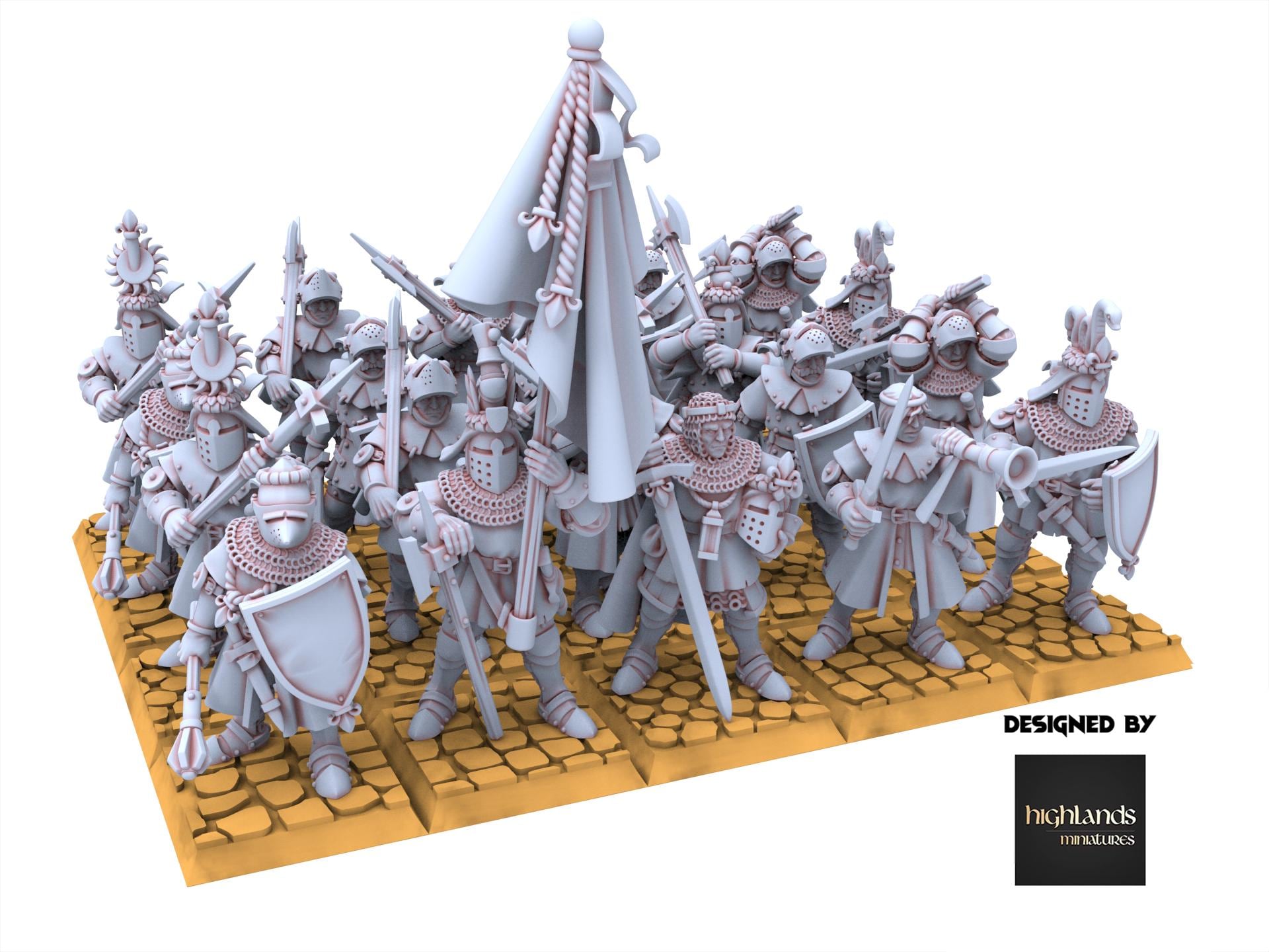 Arthurian Knights - Knights on Foot - Gallia - Highlands Miniatures
