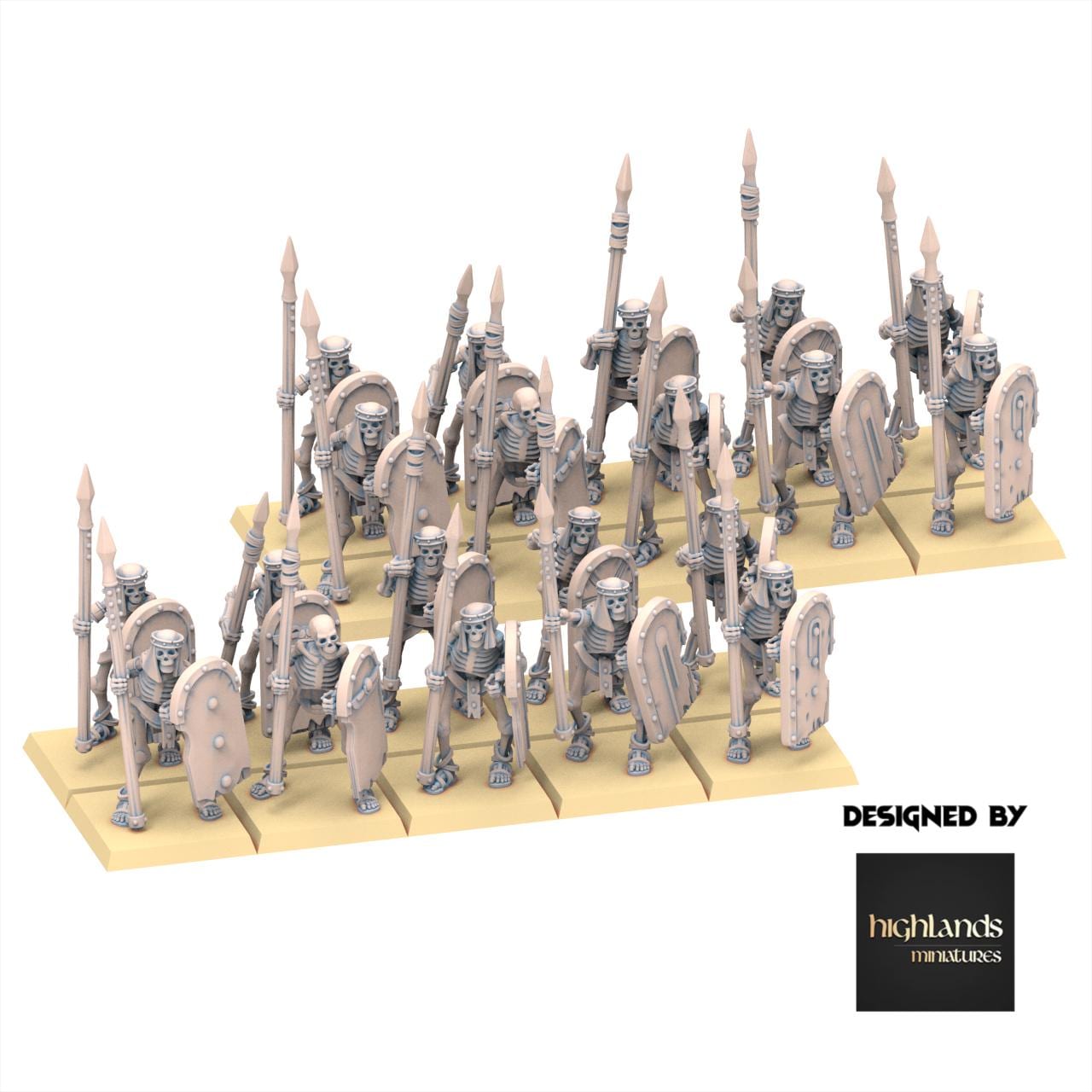Eternal Dynasties - Ancient Skeletons with Spears - Eternal Dynasties - Highlands Miniatures