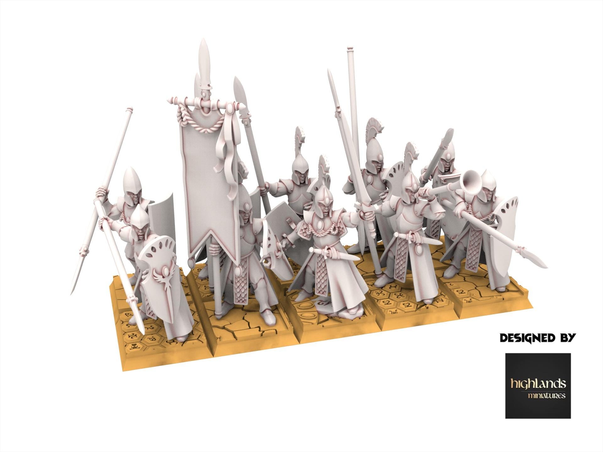 Hight Elves - Spearmen - Aegean - Highlands Miniatures