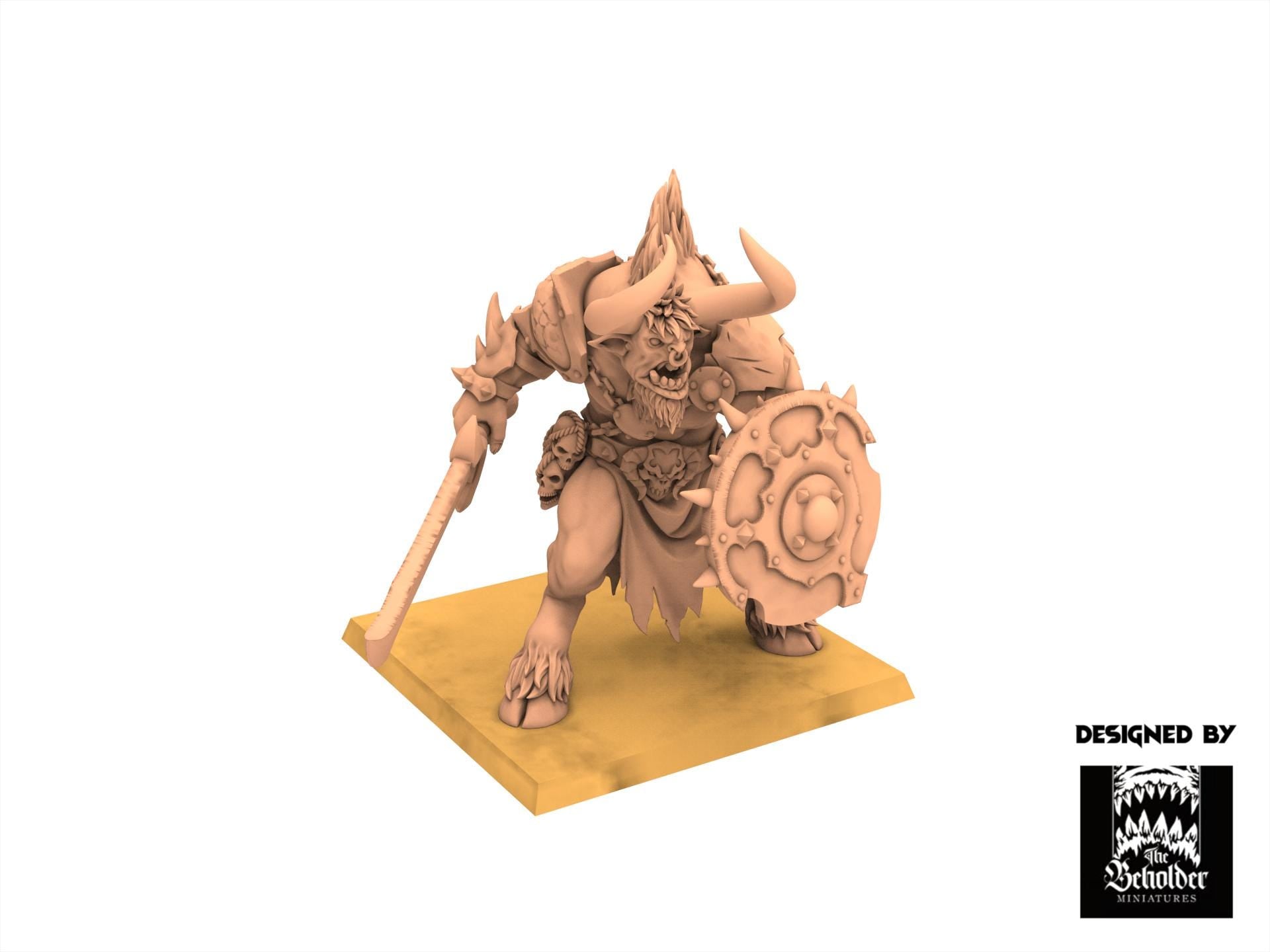 Beastmen - Minotaurs sword and shield - Realms of Mayhem - Beholder Miniature