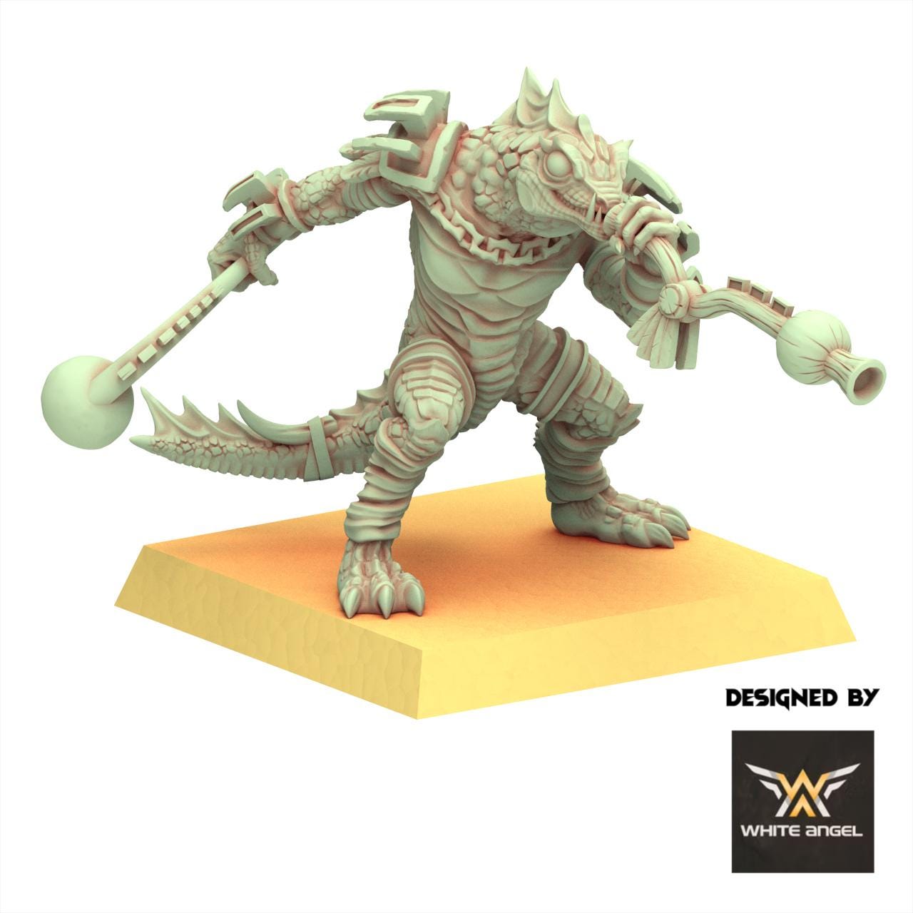 Lizardmen 28/32mm - Slippery Lizards with Blowpipe - White Angel Miniatures
