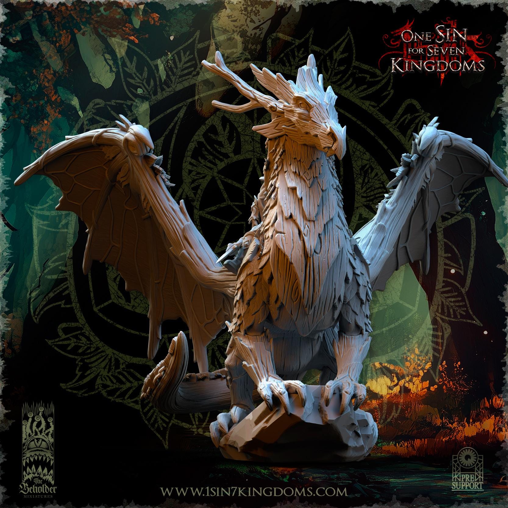 Sylvan Elves - King on Dragon Forest - Evergreen Elves - The Beholder Miniatures