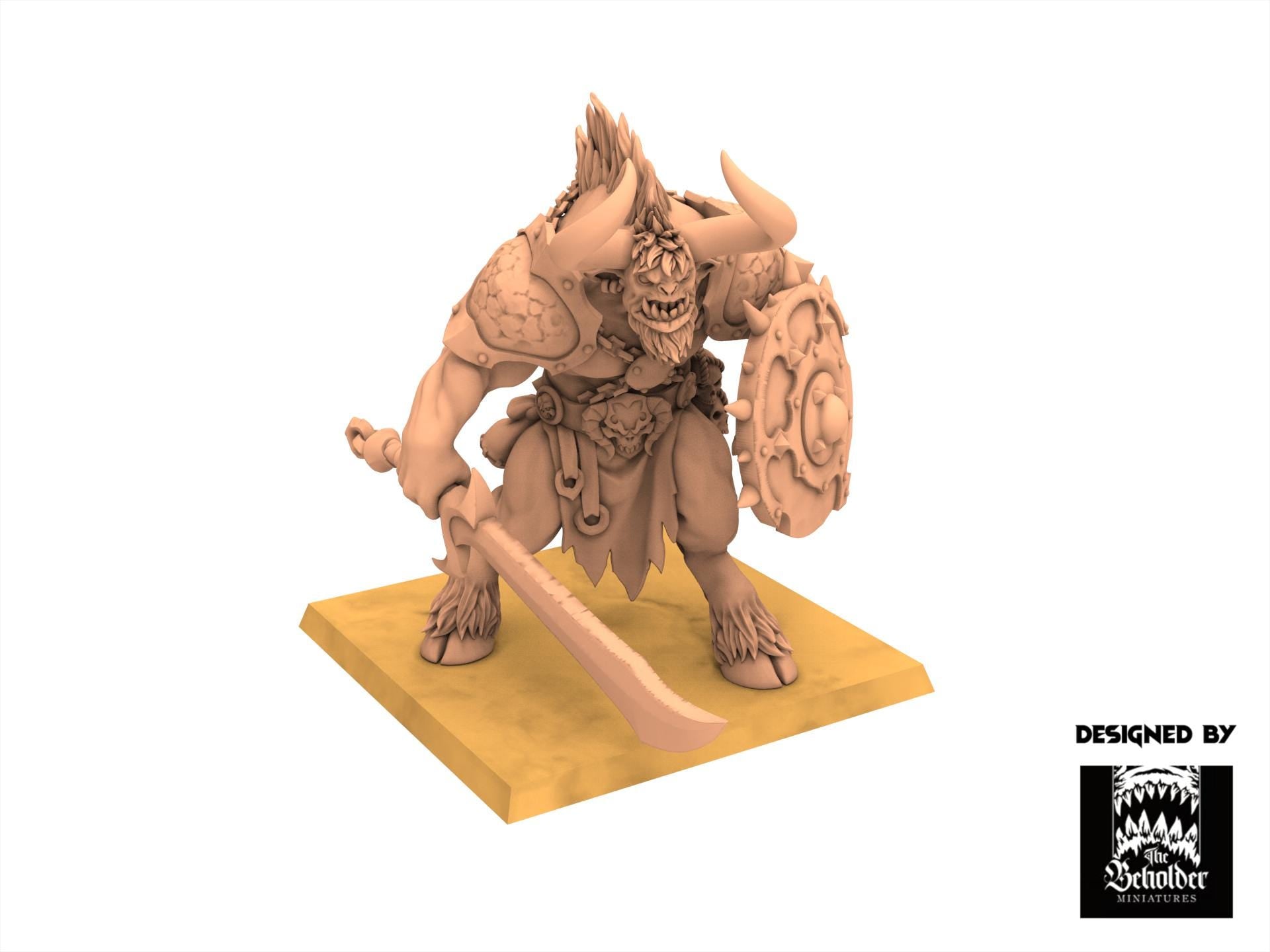 Beastmen - Minotaurs sword and shield - Realms of Mayhem - Beholder Miniature