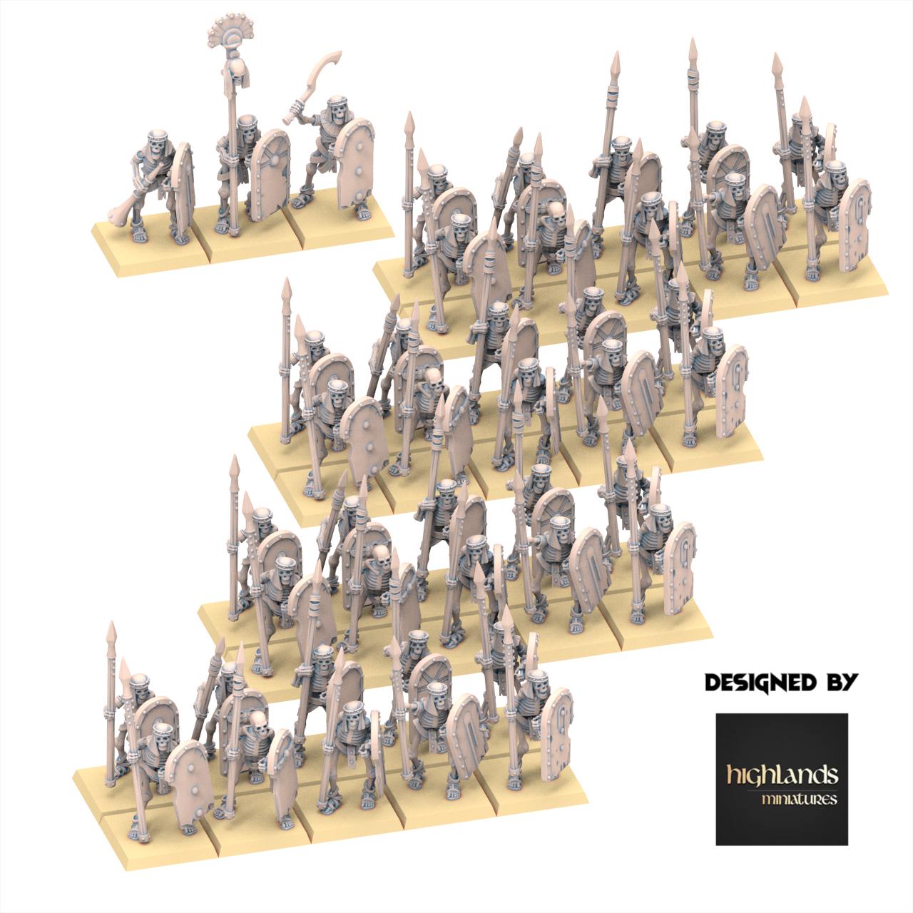 Eternal Dynasties - Ancient Skeletons with Spears - Eternal Dynasties - Highlands Miniatures