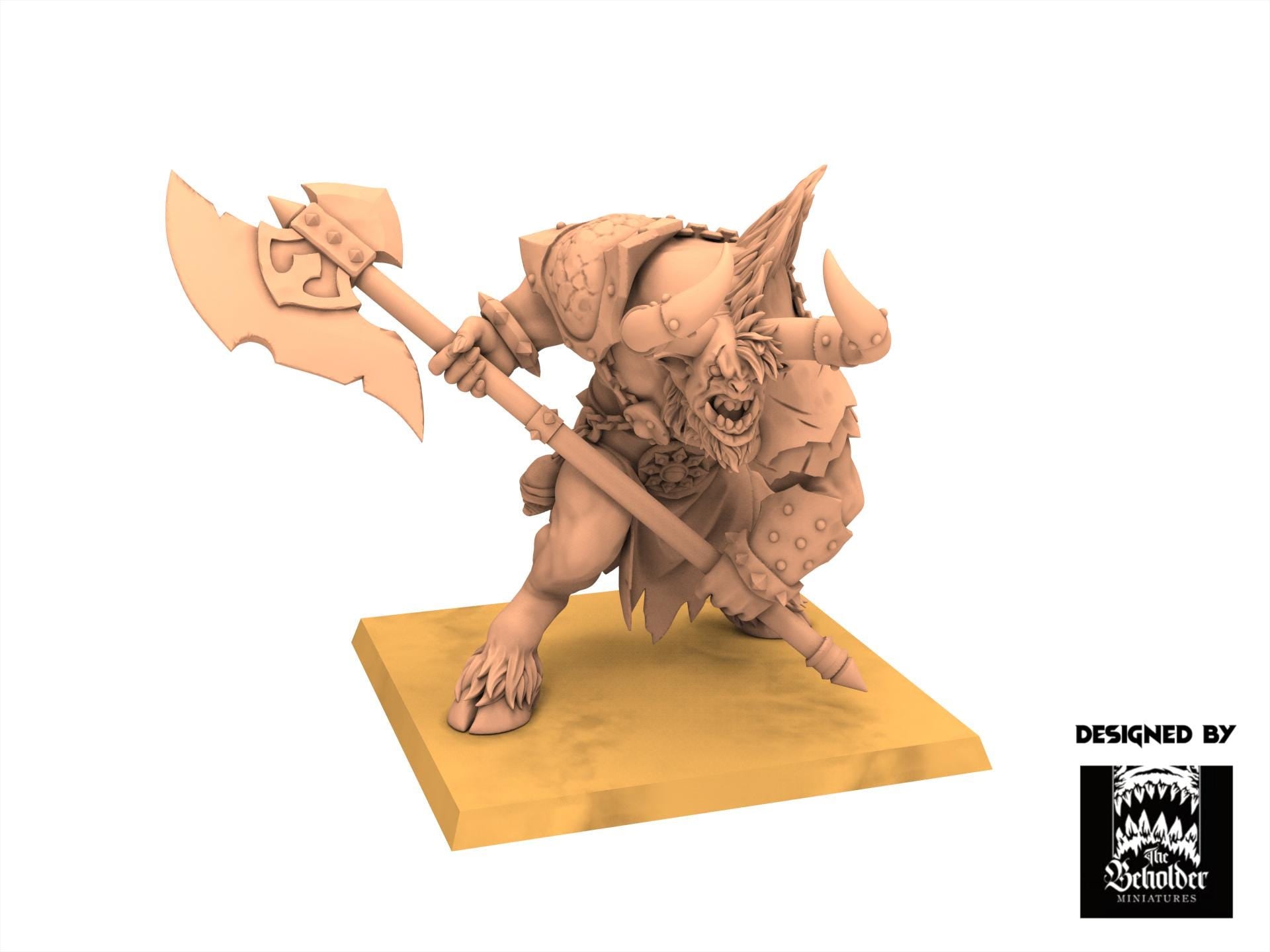 Beastmen - Minotaurs two handed Ax - Realms of Mayhem - Beholder Miniature