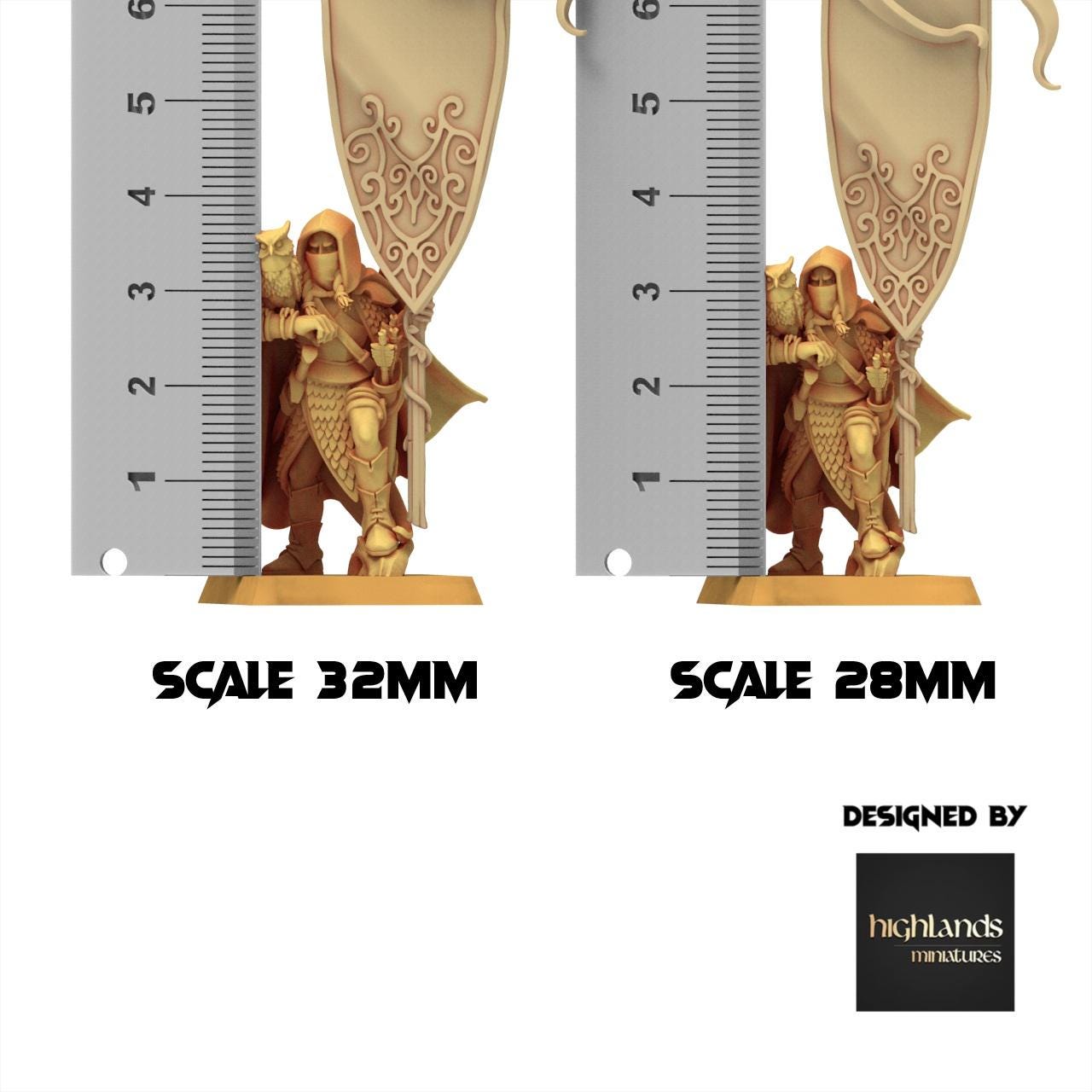 Sylvan Elves - Elf Battle Standard Bearer - Feral - Highlands Miniatures