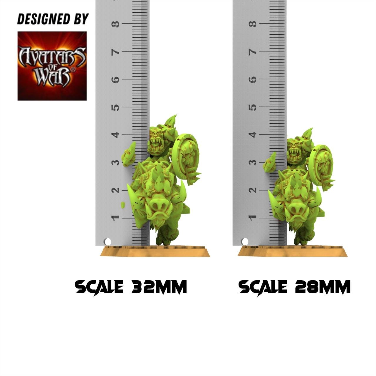 Orc & Goblin - Orc Boar Riders - monopose - 28/32mm scale - Avatar of War