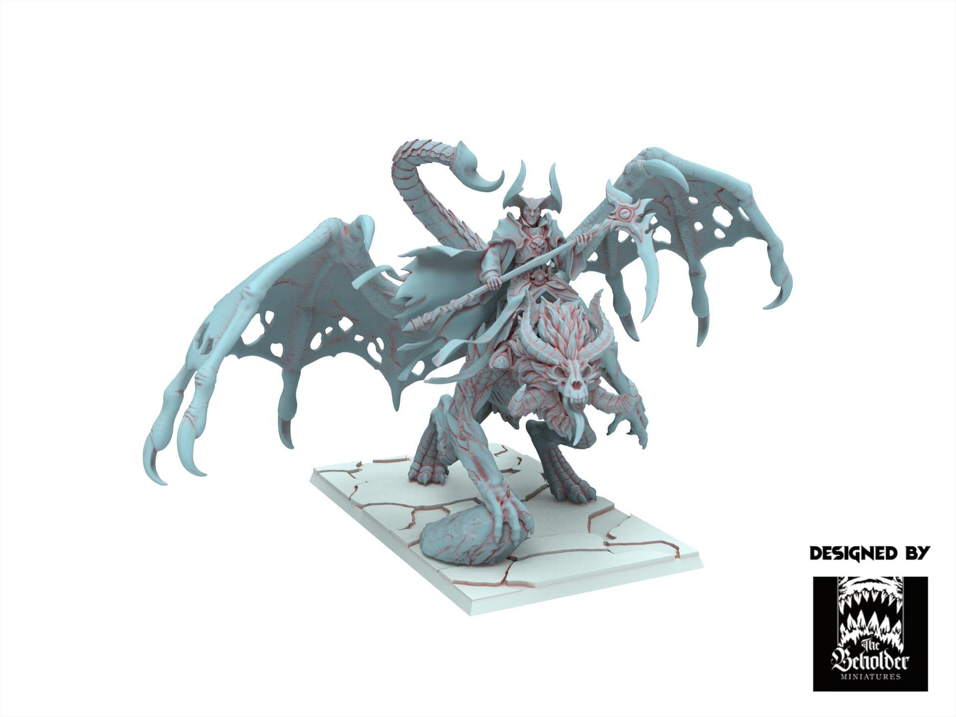 Fantasy Chaos - Sorcerer on Undead Manticore - Realms of Mayhem - Beholder Miniature