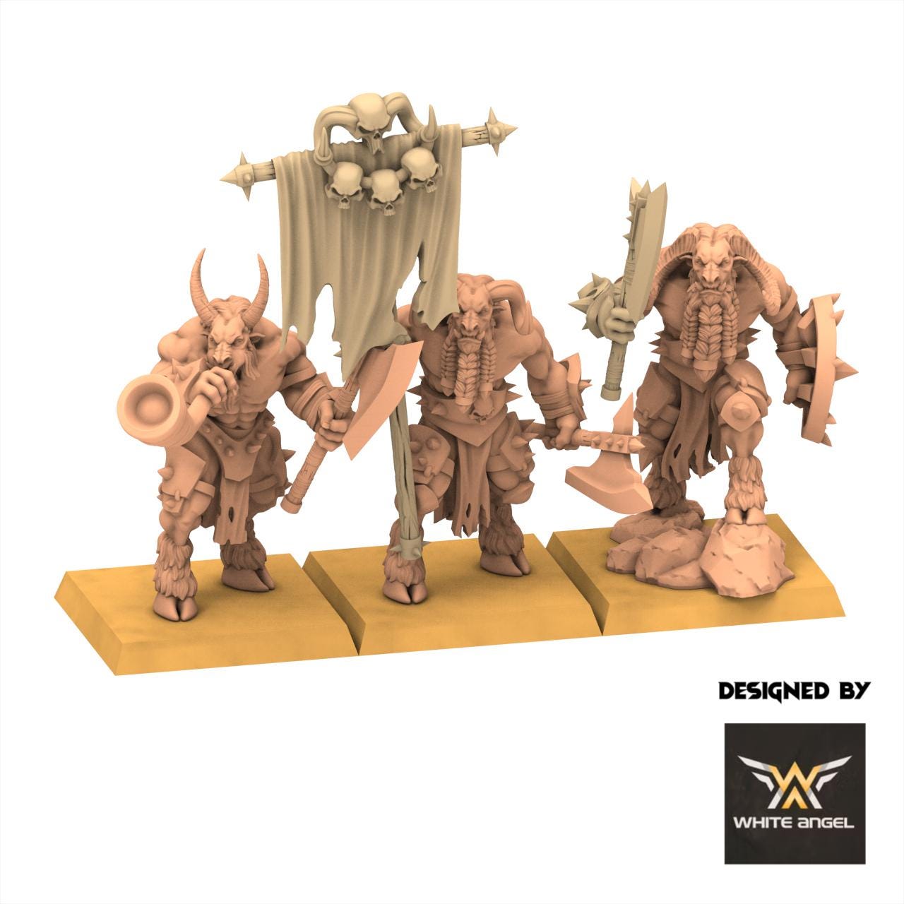 Beastmen - Warriors with Shield - White Angel Miniatures