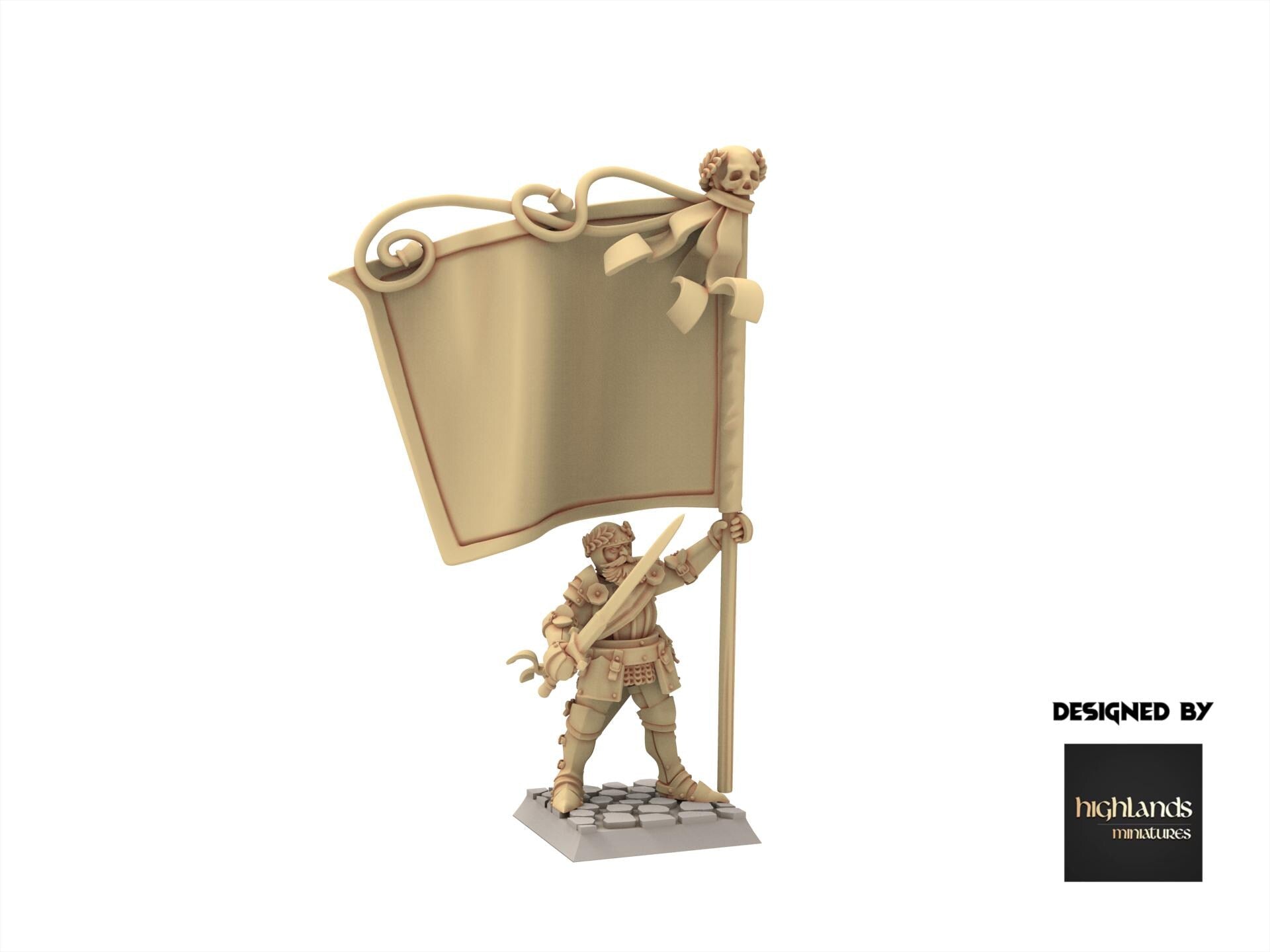 Imperial Fantasy - Battle Standard Bearer on Foot & on Horse - Sunland - Highlands Miniatures