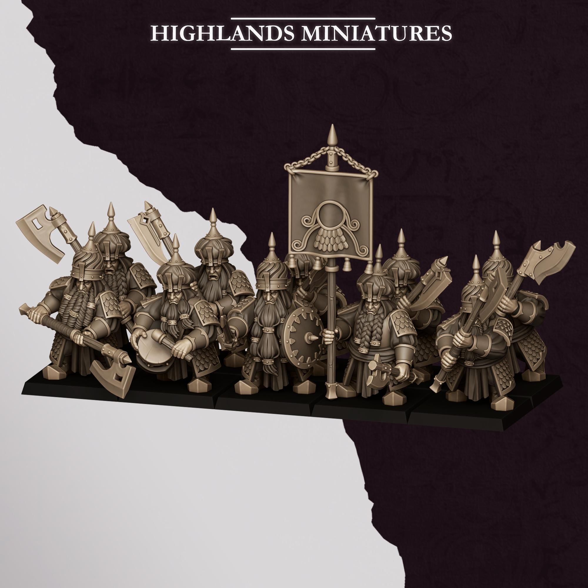 Chaos Dwarves - Warriors With Great Weapons - Sons of Marduk - Highlands Miniatures