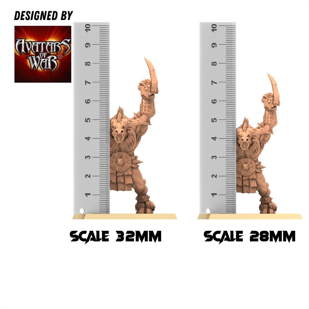 Beastmen - Minotaurs weapon and shield battleready - Monopose - 28&32mm scale - Avatar of War