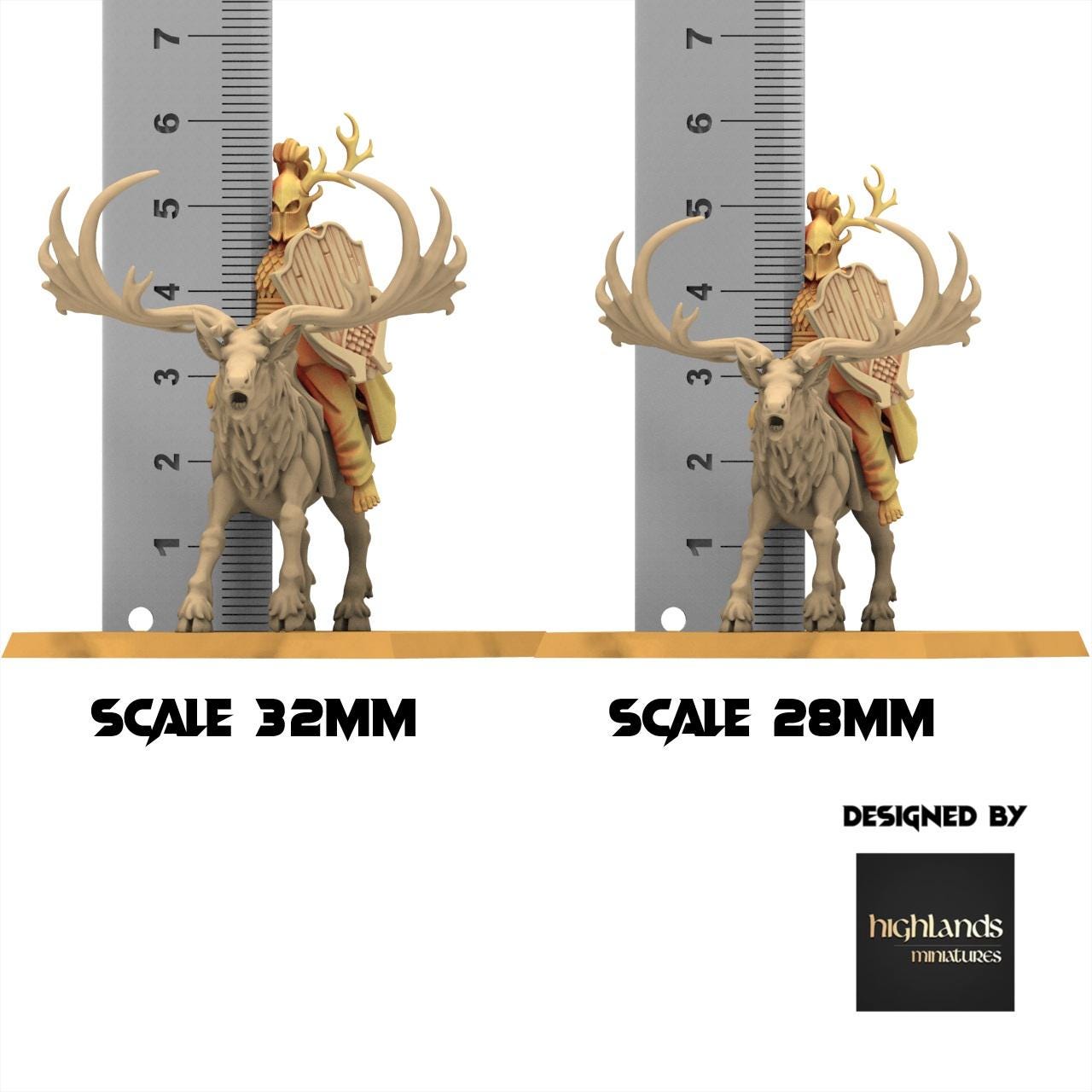 Sylvan Elves - Elf Lord on Feral Stage - Feral - Highlands Miniatures