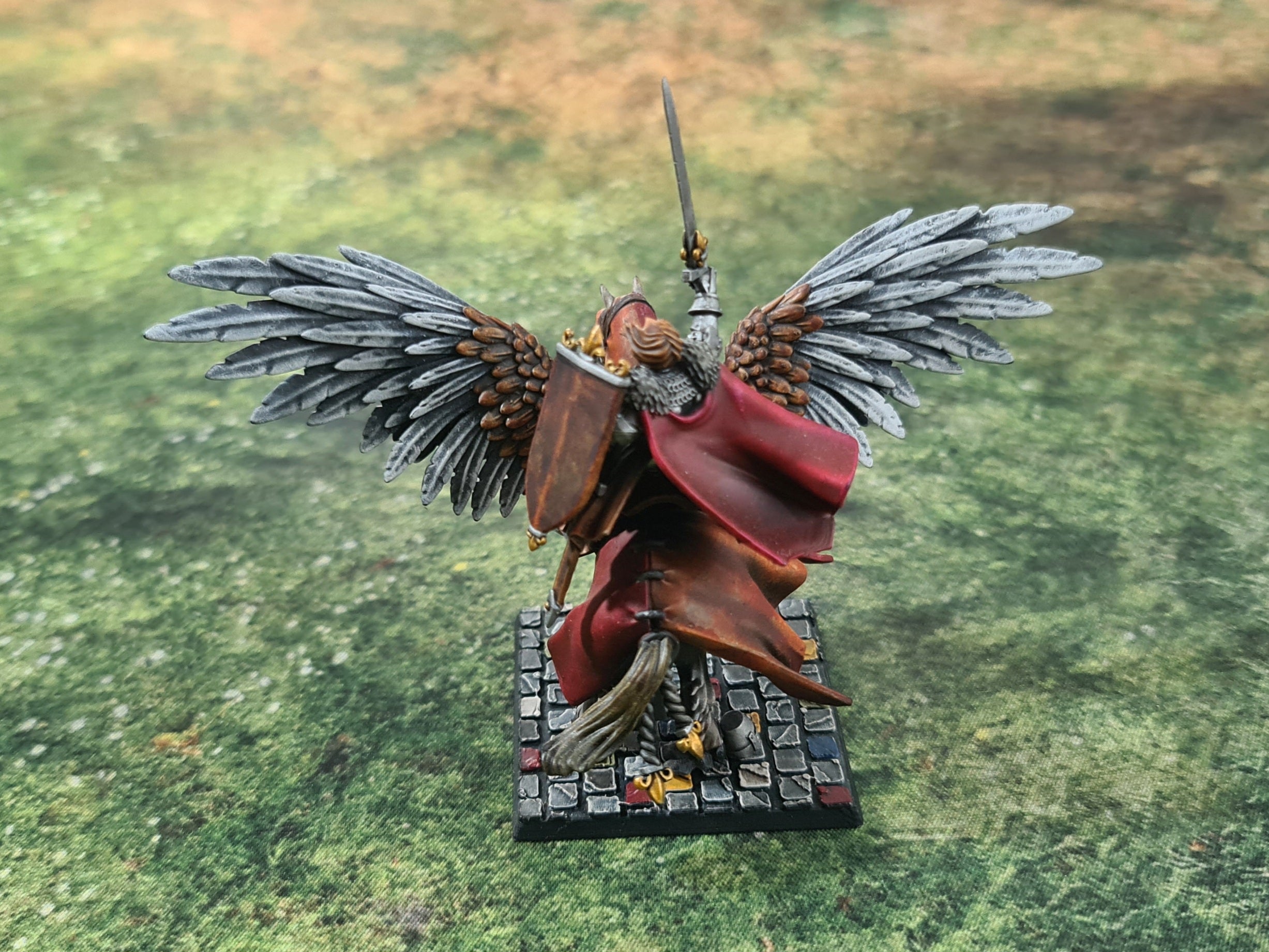 Arthurian Knights - Gallia Duke on Pegasus with Spear and Sword, for Oldhammer, king of wars, 9th age, Highlands Miniatures