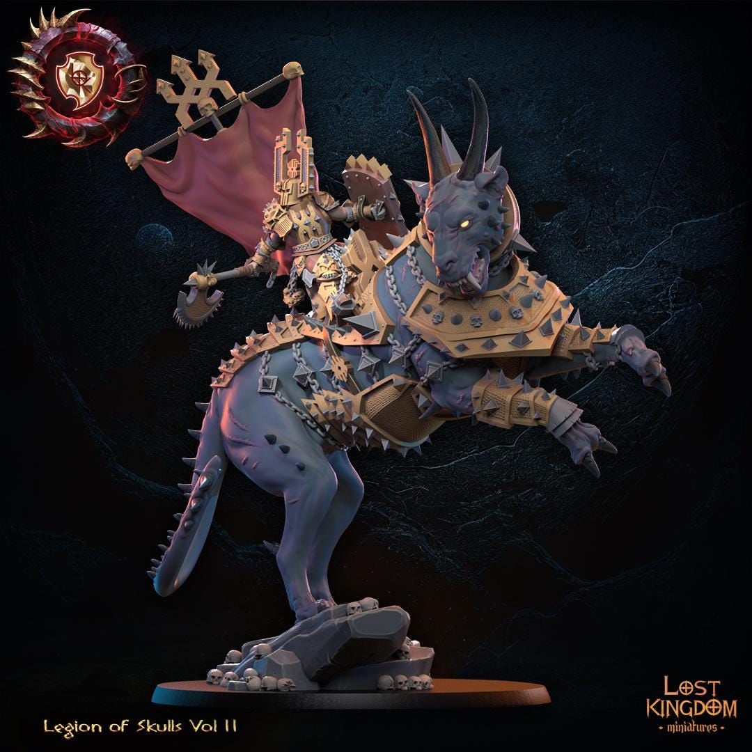 Fantasy Chaos - Blood God Lord on Manticore - Lost Kingdom Miniatures