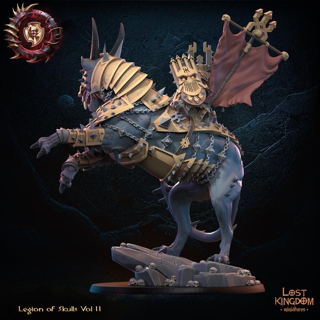 Fantasy Chaos - Blood God Lord on Manticore - Lost Kingdom Miniatures