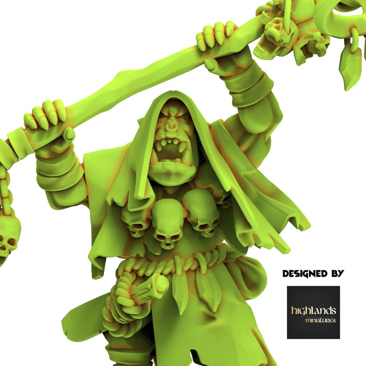 Orc & Goblin - Shamans - Moredhun's Orc - Highlands Miniature