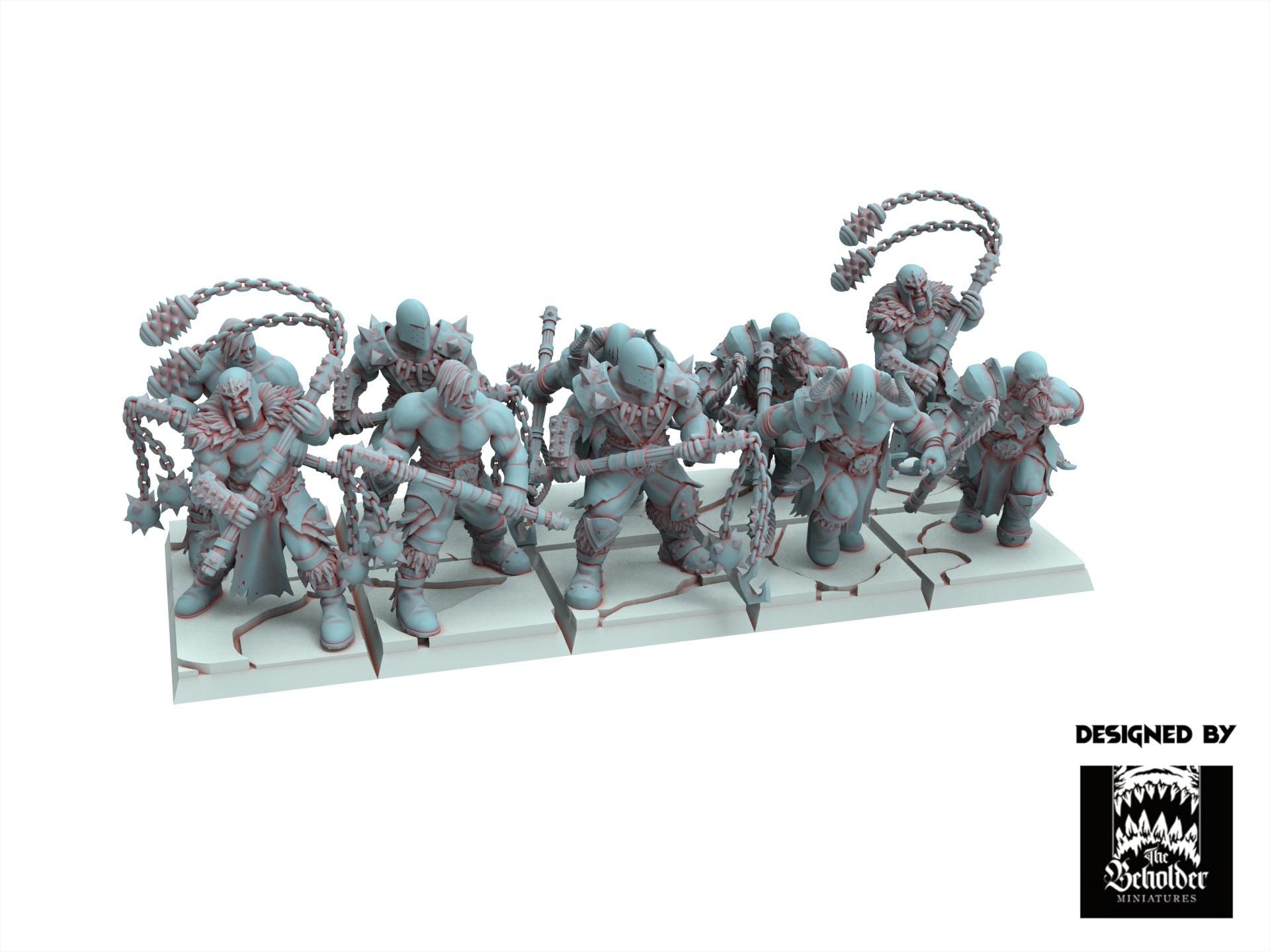 Fantasy Chaos - Barbarian with Flail 32mm - Realms of Mayhem - Beholder Miniature