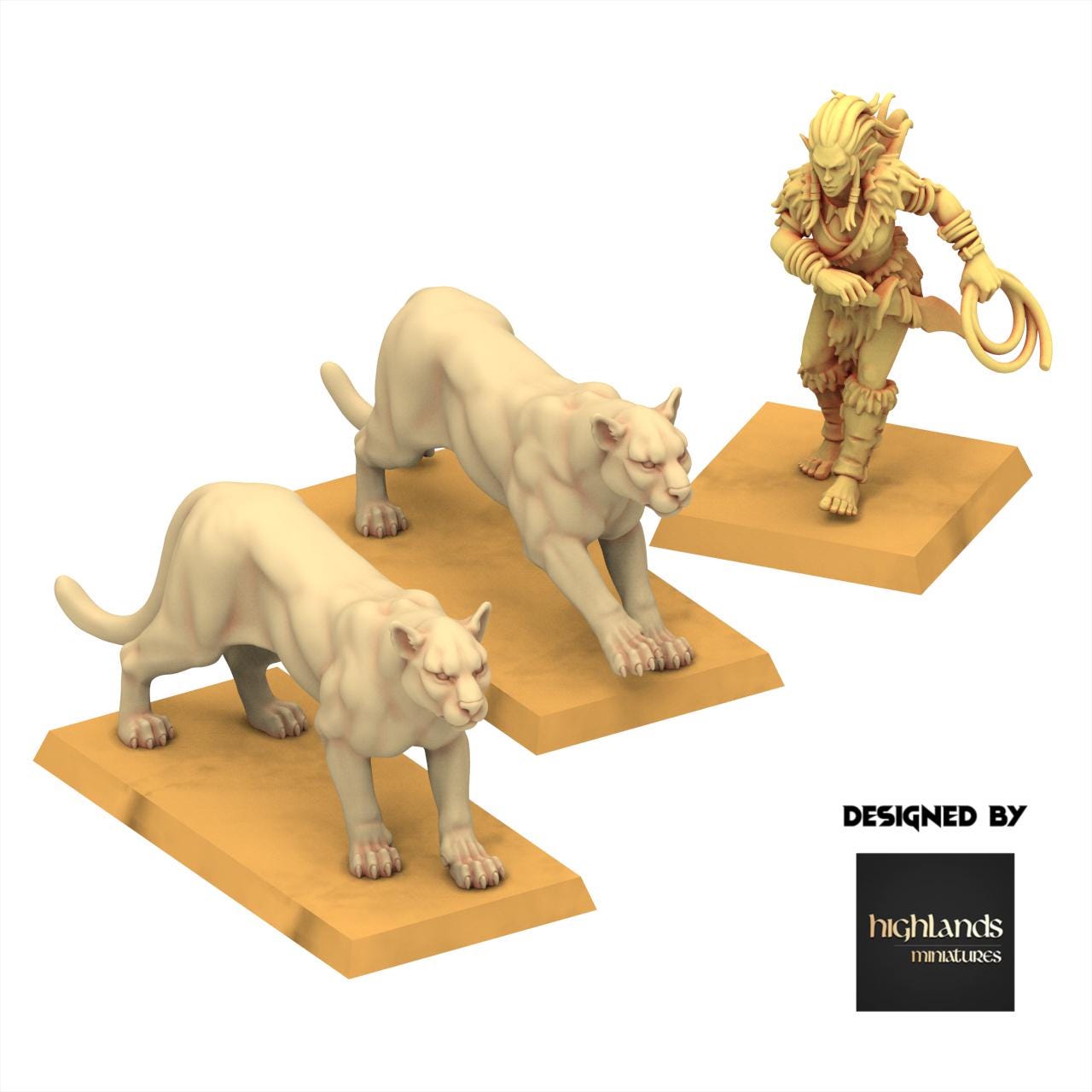 Sylvan Elves - Animals and Beastamers - Feral - Highlands Miniatures