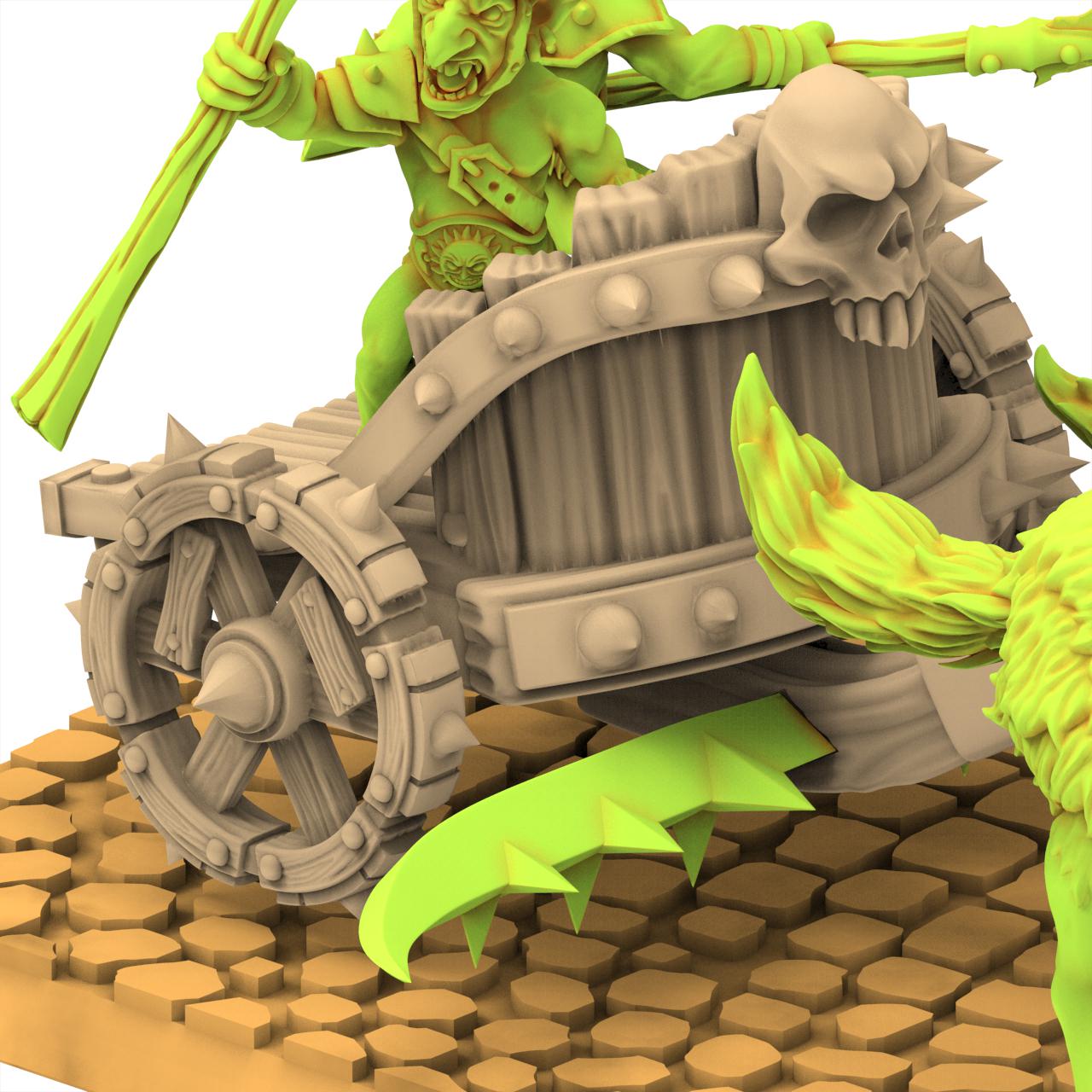 Orc & Goblin - Goblin Chariot Lancer - The Black horde - The Beholder Miniatures