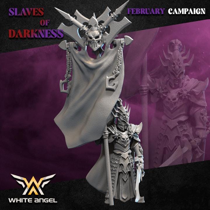 Dark Elves - Dark Standard Bearer - Slaves of Darkness - White Angel Miniatures