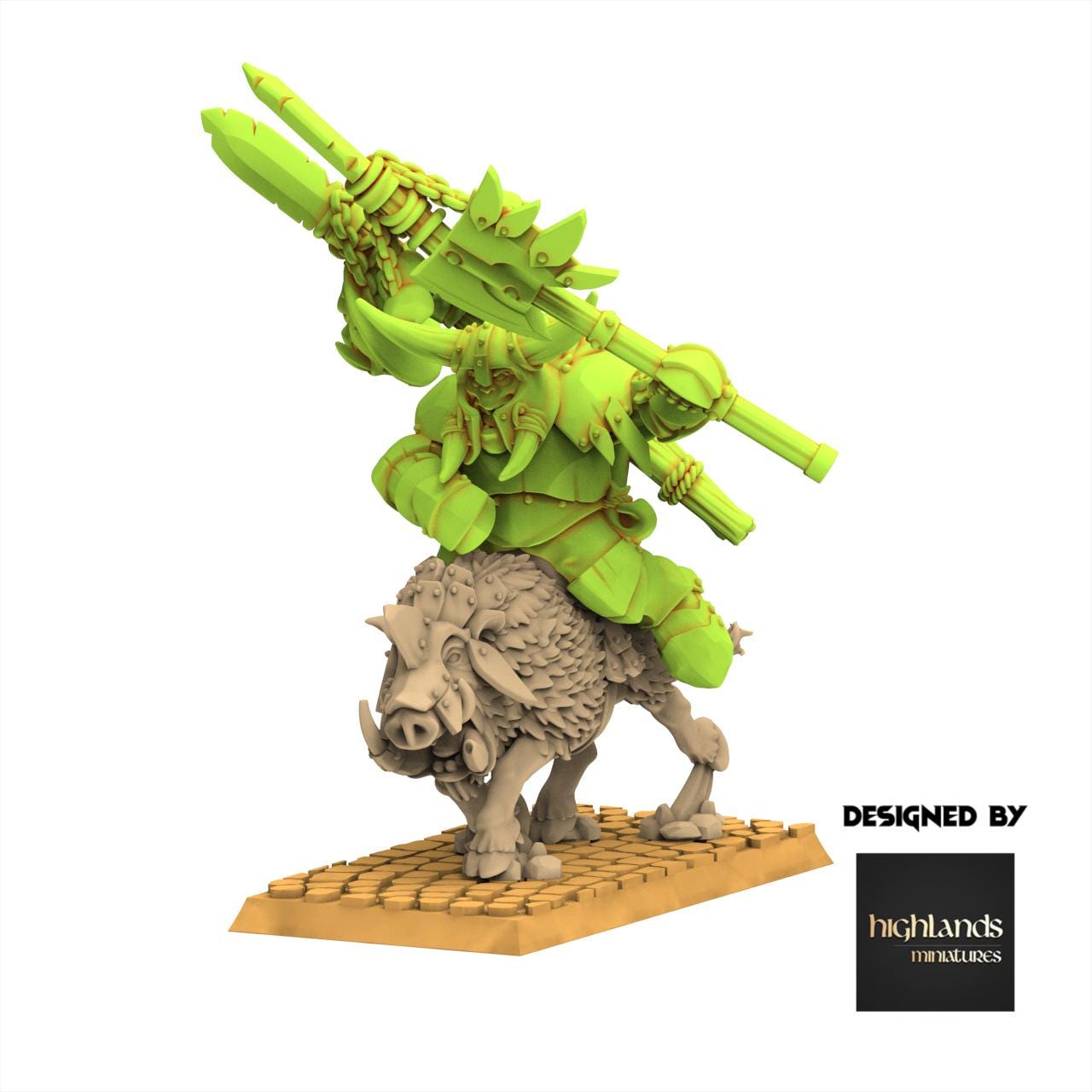 Orc & Goblin - Mounted Orc Chief - Moredhun's Orc - Highlands Miniature
