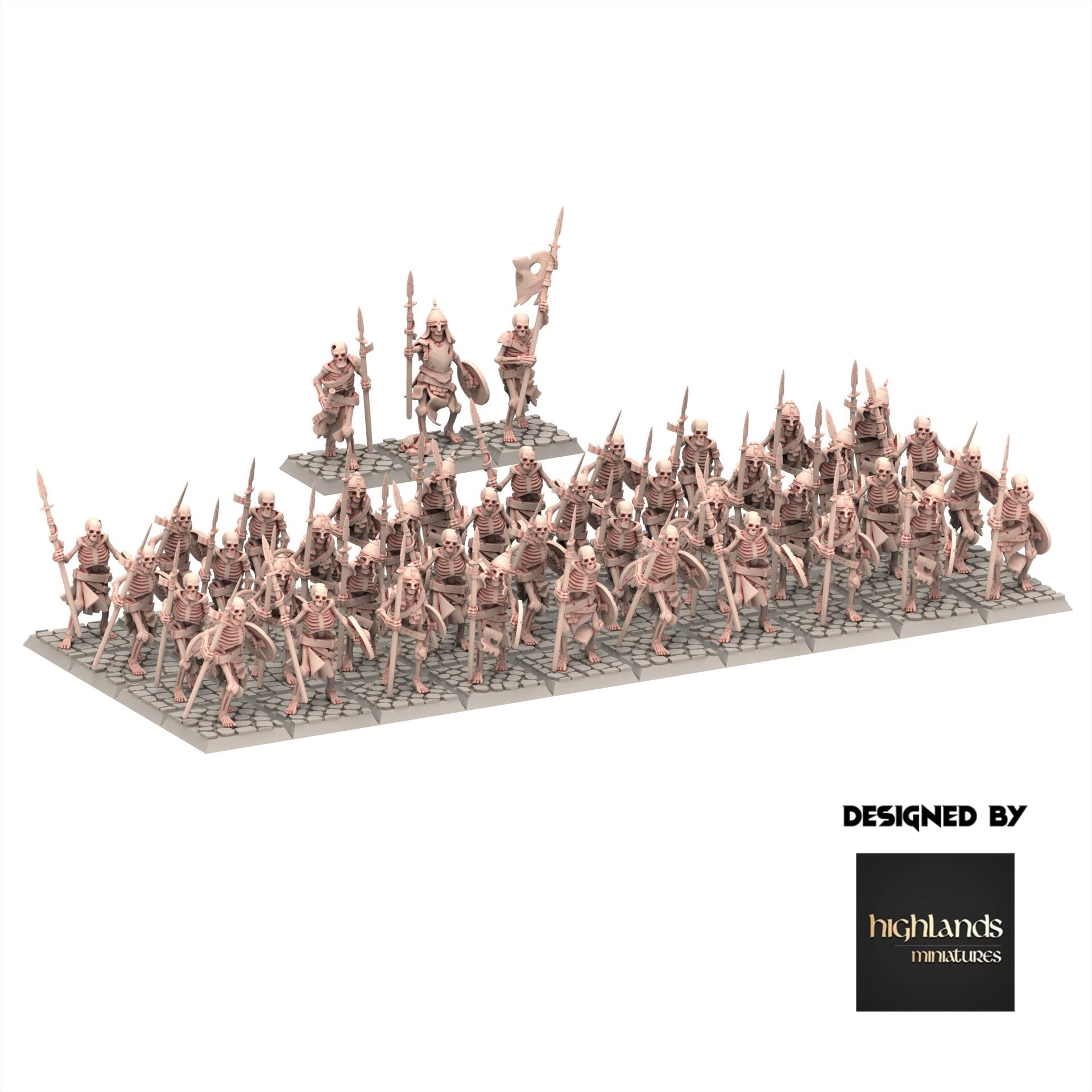 Undead - Skeletons Warriors with Lance - Transilvanya - Highlands Miniatures