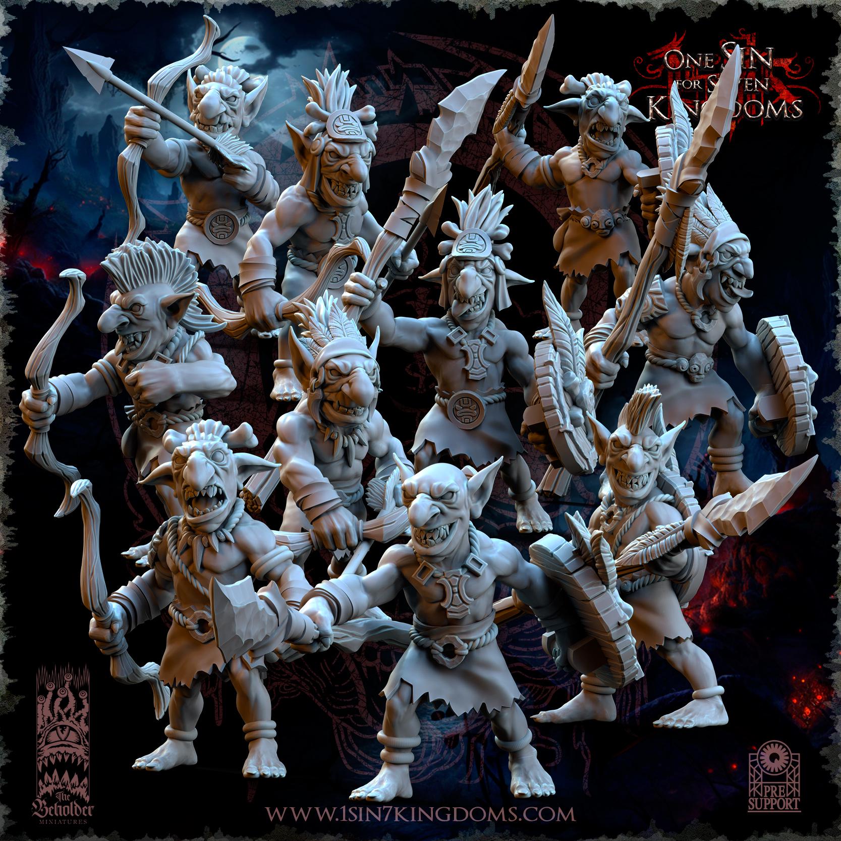 Orc & Goblin - Goblins Jungle Warriors - The Black horde - The Beholder Miniatures