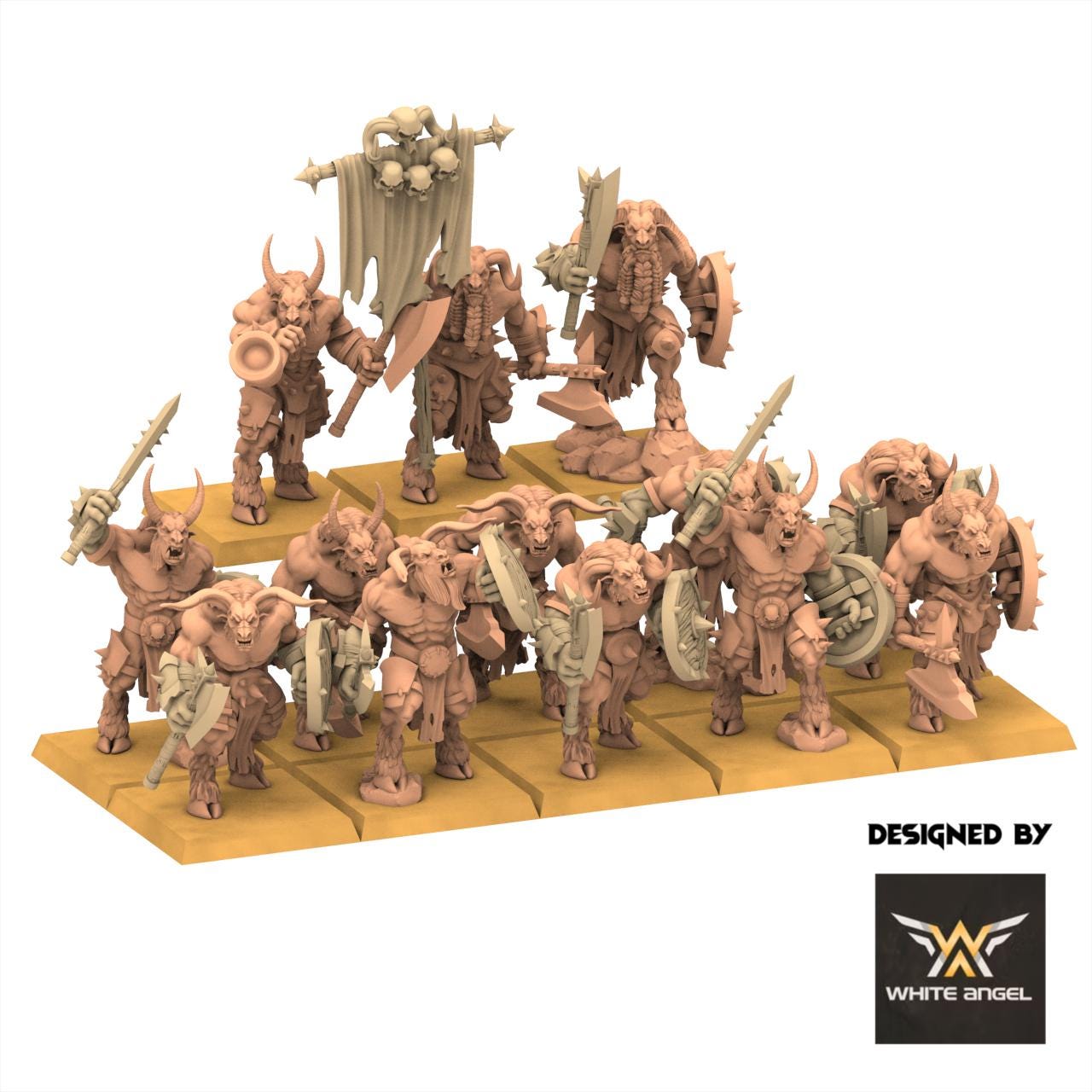Beastmen - Warriors with Shield - White Angel Miniatures