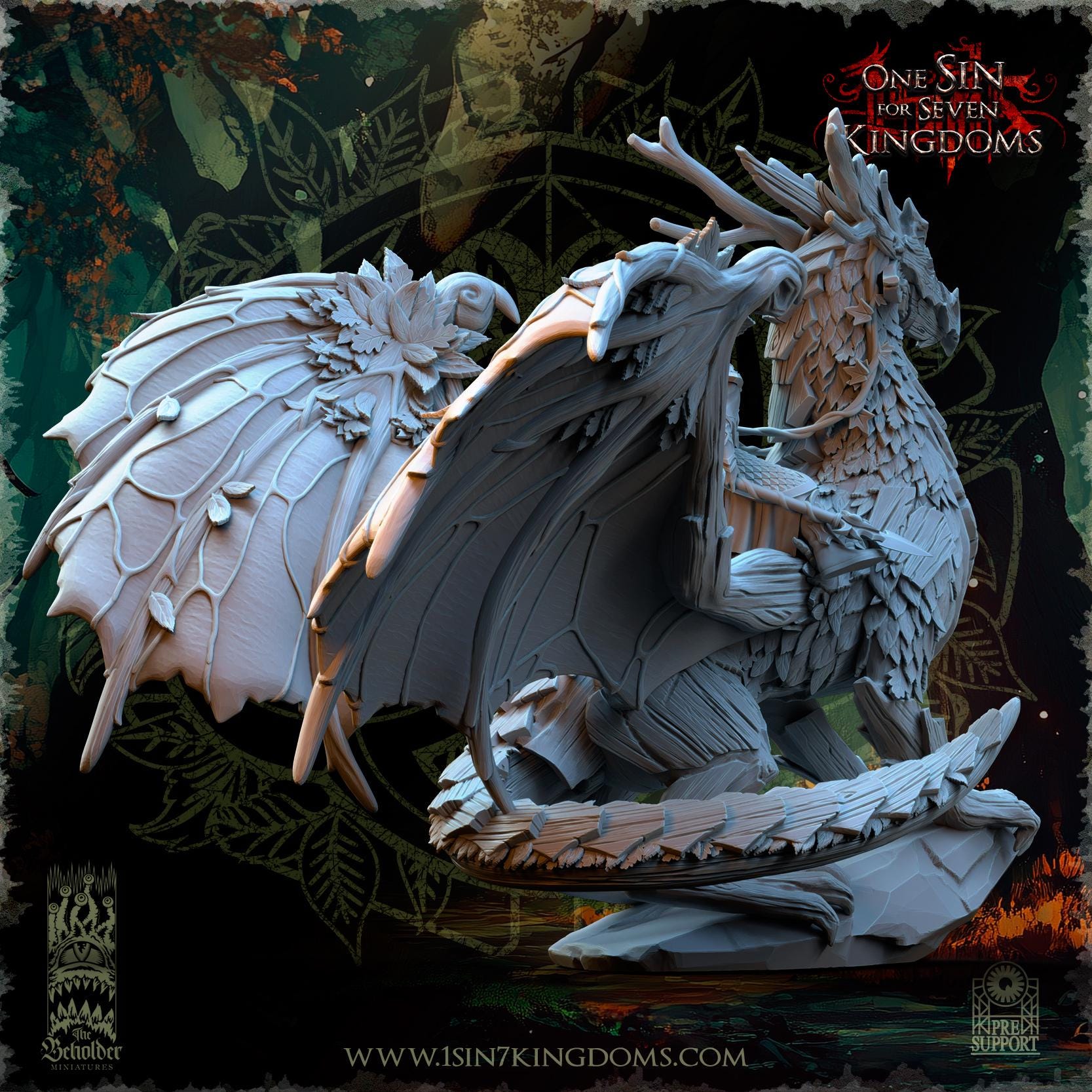 Sylvan Elves - King on Dragon Forest - Evergreen Elves - The Beholder Miniatures