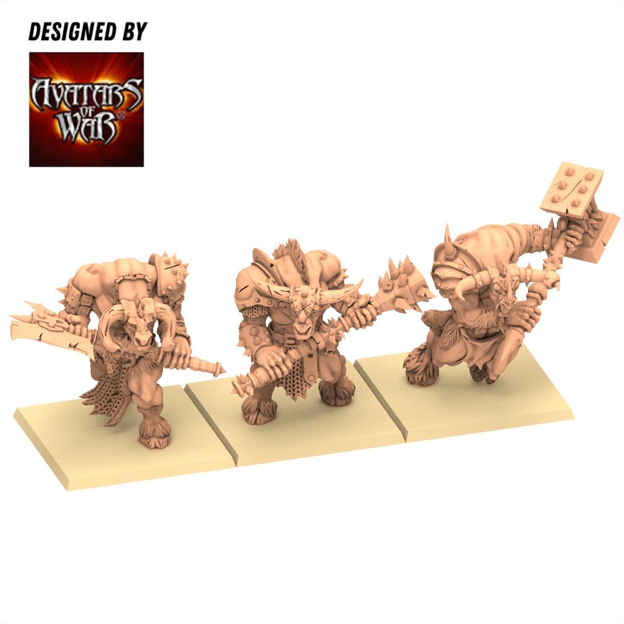 Beastmen - Minotaurs geat weapon battleready - Monopose - 28&32mm scale - Avatar of War