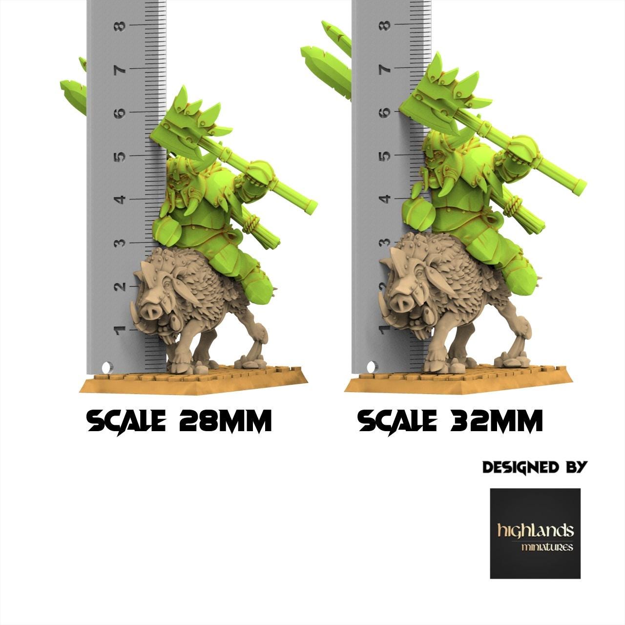 Orc & Goblin - Mounted Orc Chief - Moredhun's Orc - Highlands Miniature