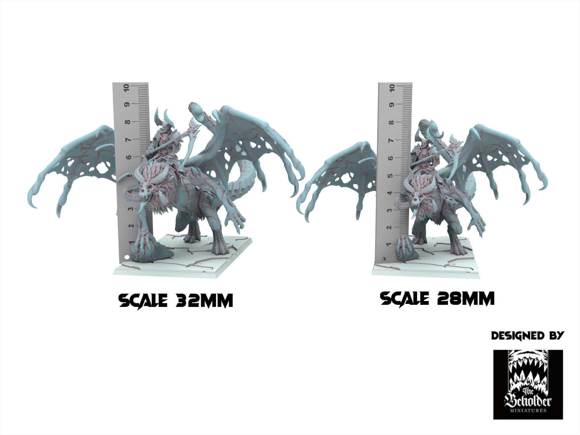 Fantasy Chaos - Sorcerer on Undead Manticore - Realms of Mayhem - Beholder Miniature
