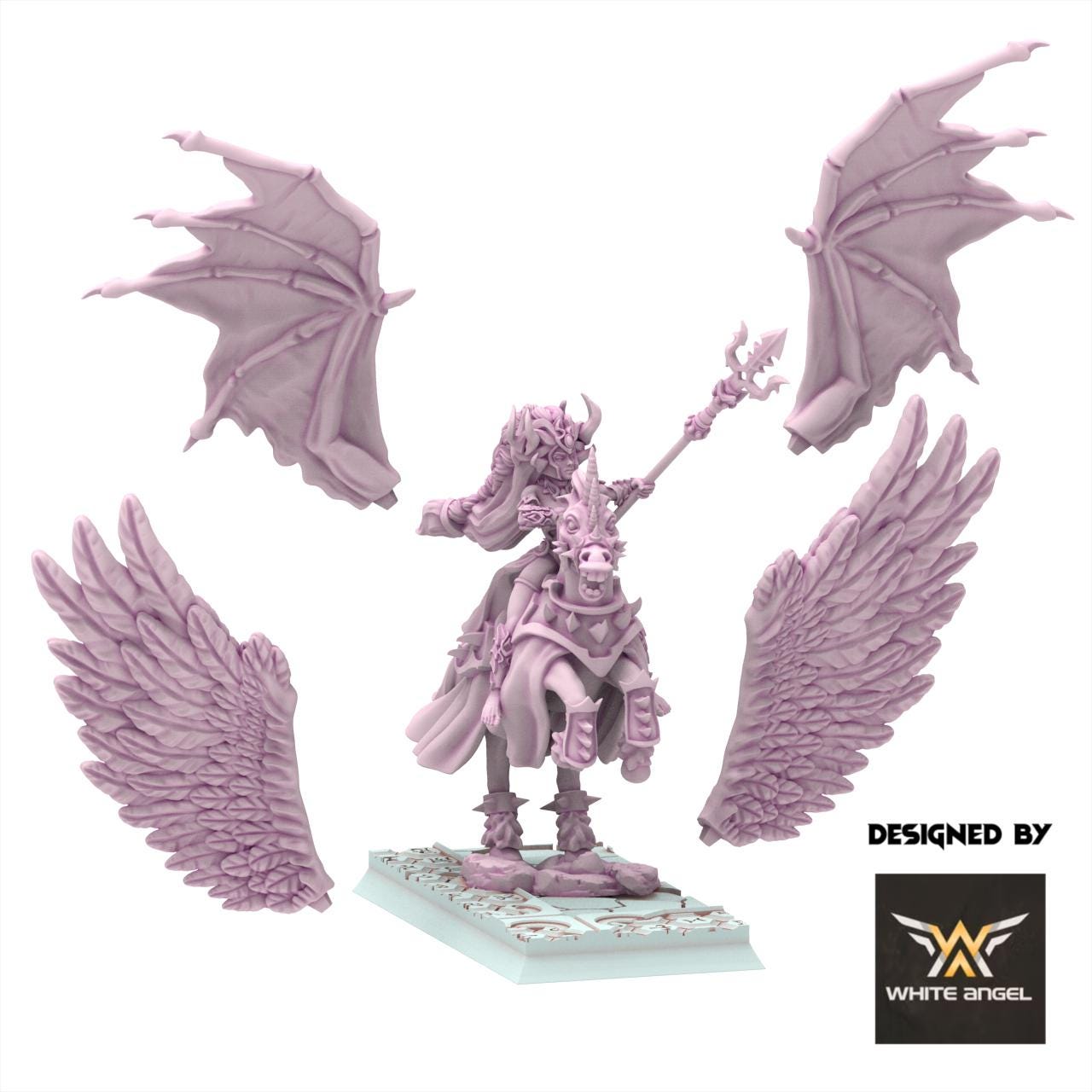 Dark Elves - Dark Mother on Pegasus - Slaves of Darkness - White Angel Miniatures