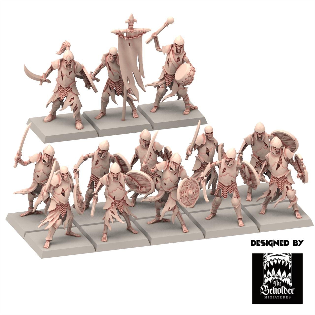 Undead 32/28mm - Skeletons Warriors with Hand Weapon - Undying Legions - The Beholder Miniatures