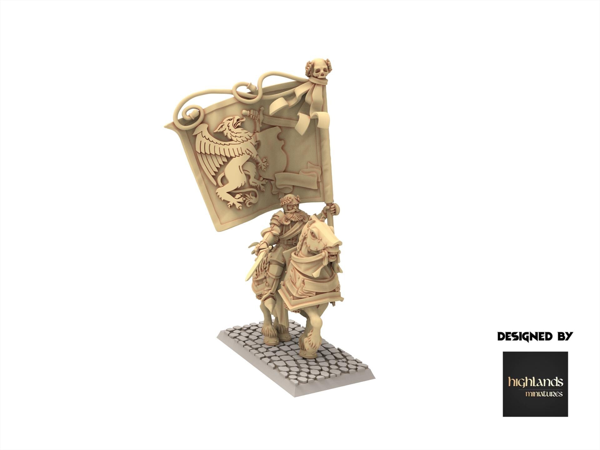 Imperial Fantasy - Battle Standard Bearer on Foot & on Horse - Sunland - Highlands Miniatures