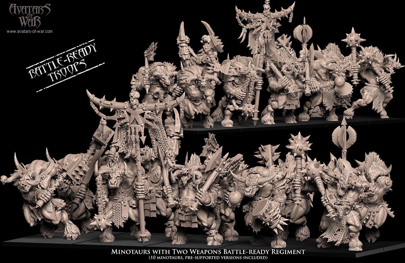 Beastmen - Minotaurs double weapons battleready - Monopose - 28&32mm scale - Avatar of War