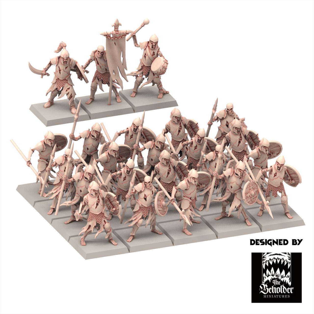 Undead 32/28mm - Skeletons Warriors with Spear - Undying Legions - The Beholder Miniatures
