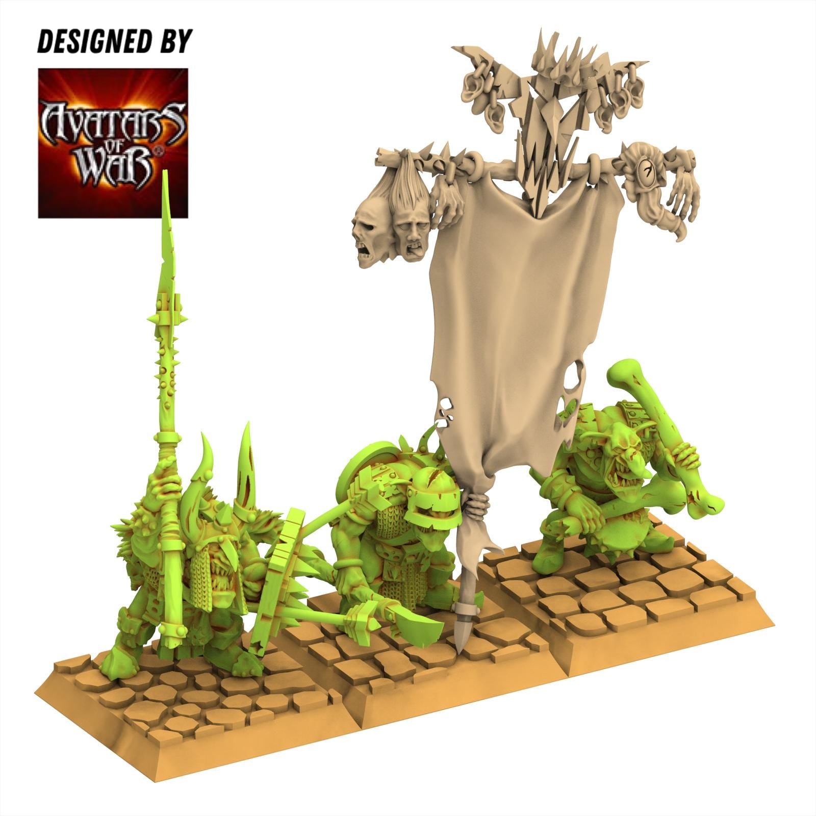 Orc & Goblin - Goblin Spearmen - monopose - 28/32mm scale - Avatar of War
