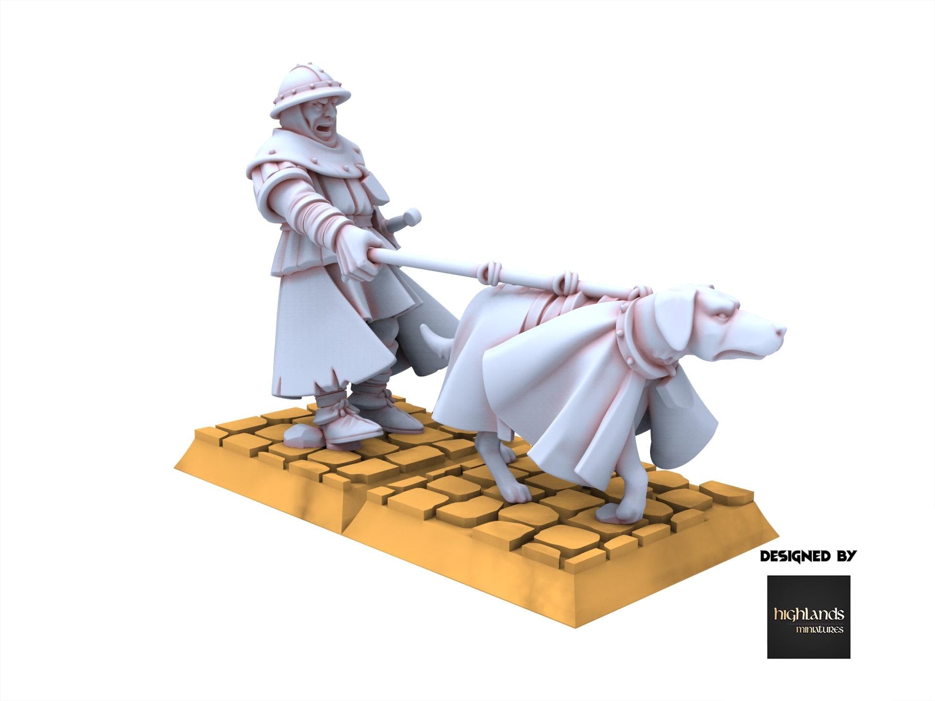 Arthurian Knights - Man at Arm with Hunting Dog - Gallia - Highlands Miniatures