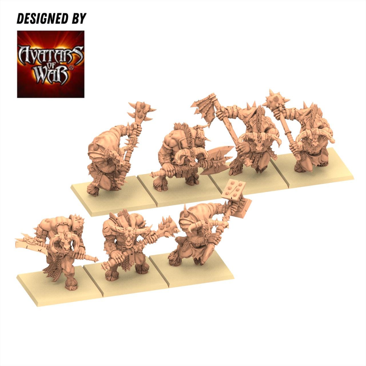 Beastmen - Minotaurs geat weapon battleready - Monopose - 28&32mm scale - Avatar of War