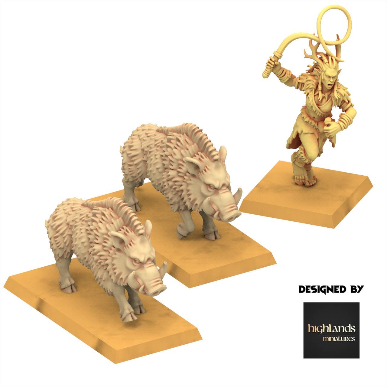 Sylvan Elves - Animals and Beastamers - Feral - Highlands Miniatures