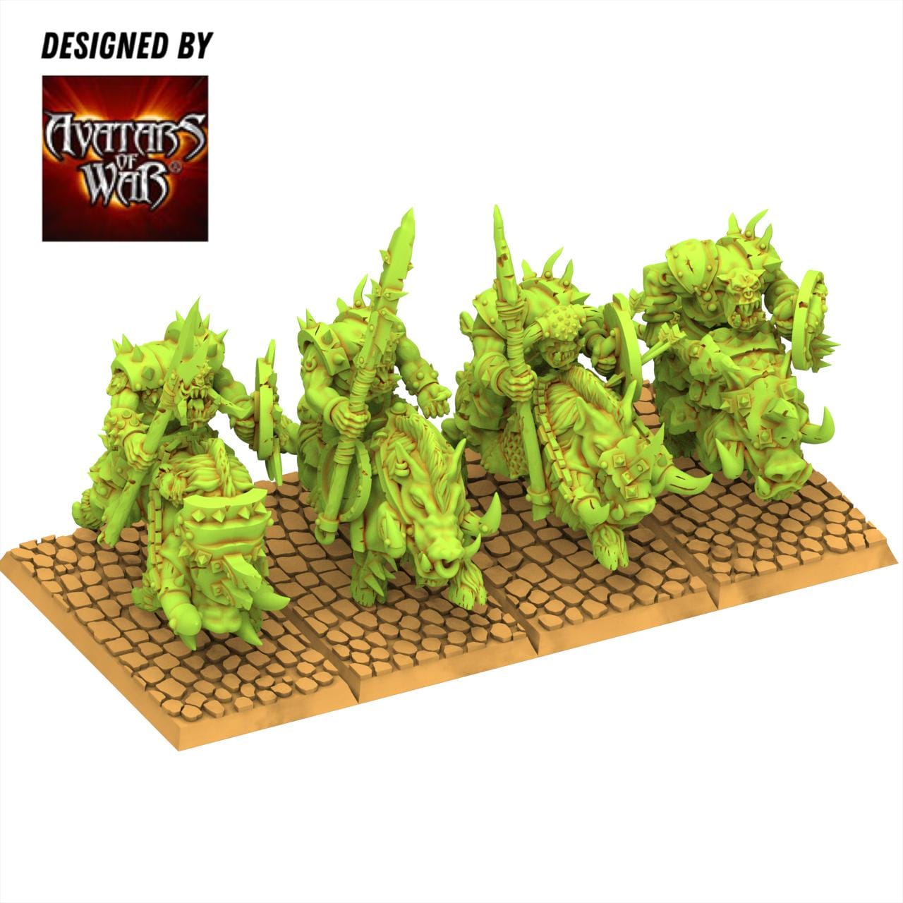 Orc & Goblin - Orc Boar Riders - monopose - 28/32mm scale - Avatar of War