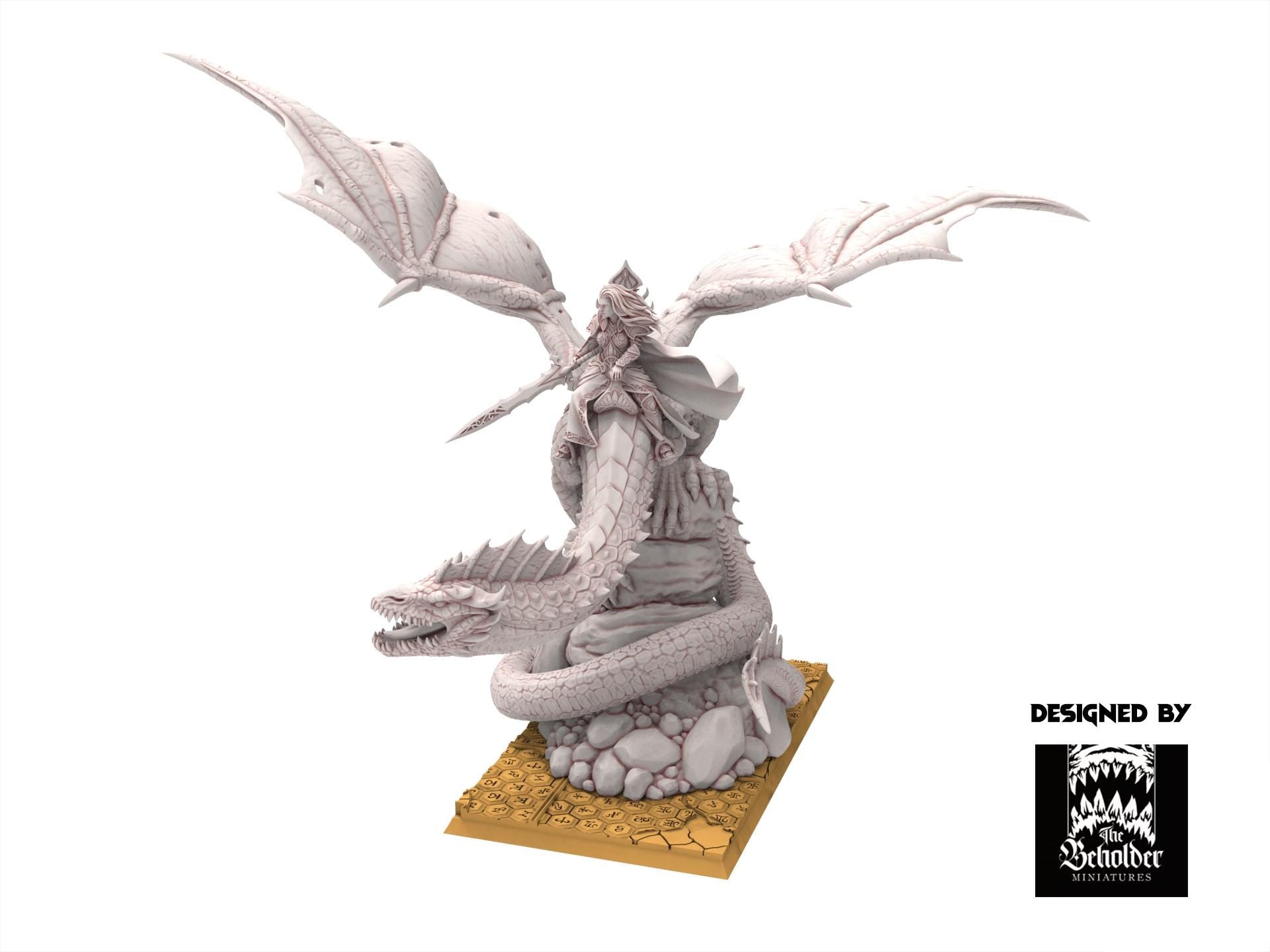 Hight Elves - YNARIEL Princess on Dragon - Silvermoor - The Beholder Miniatures