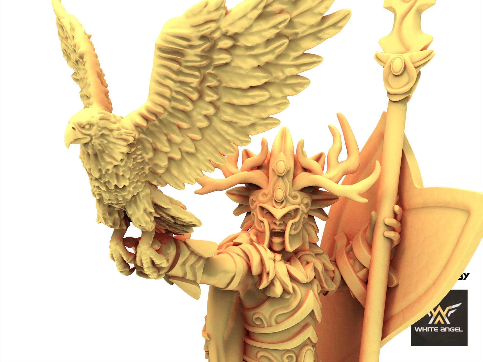 Sylvan Elves - Lord of the Forest with Bird - Forest Warrior - White Angel Miniatures