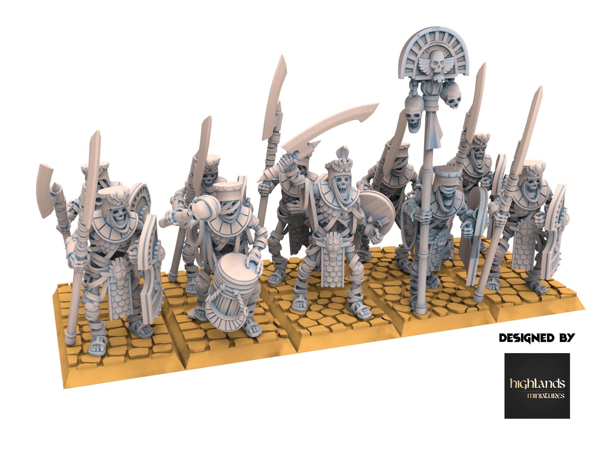 Eternal Dynasties - Ancient Skeleton Guards with Halberds - Eternal Dynasties - Highlands Miniatures