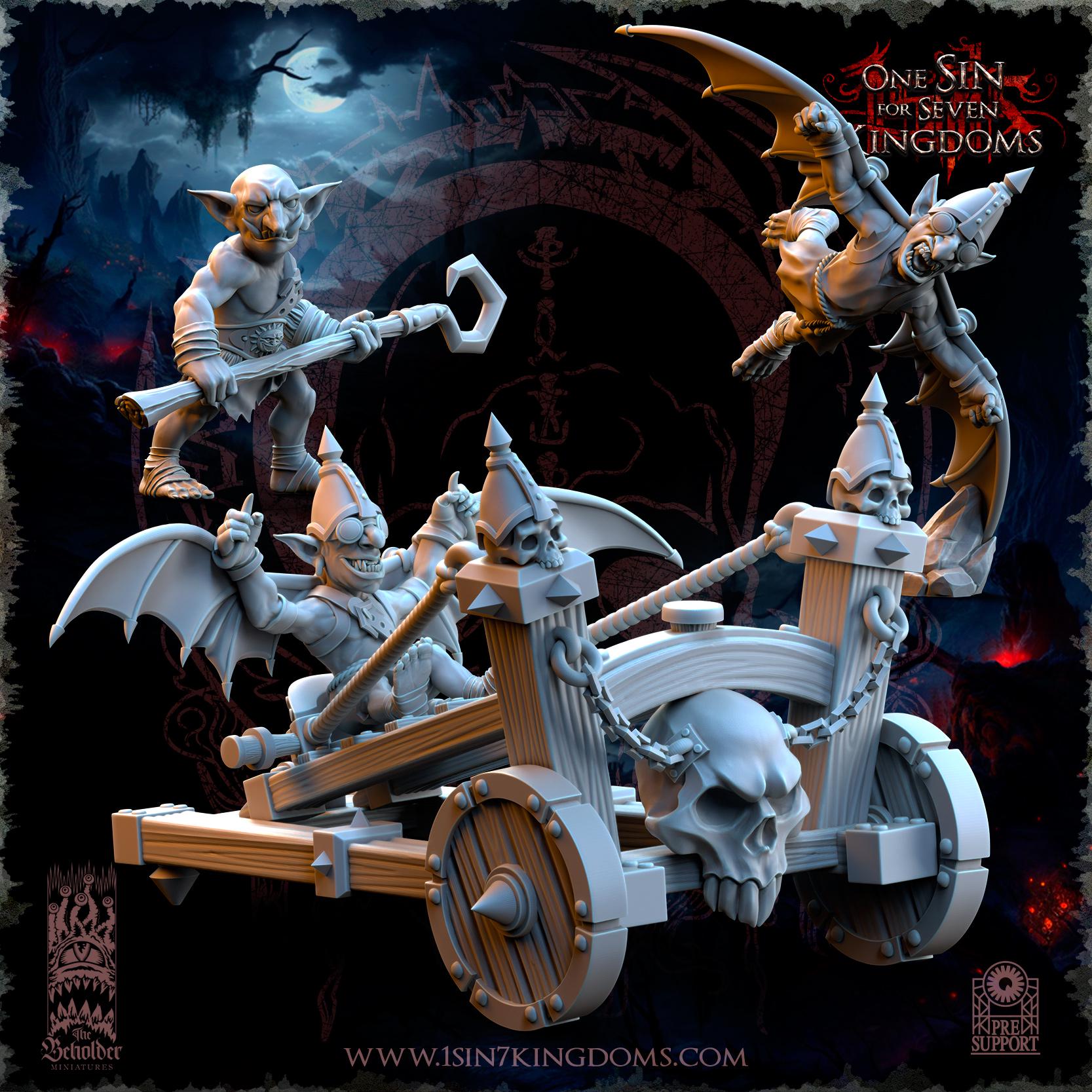 Orc & Goblin - Goblins Slingshot of Doom - The Black horde - The Beholder Miniatures