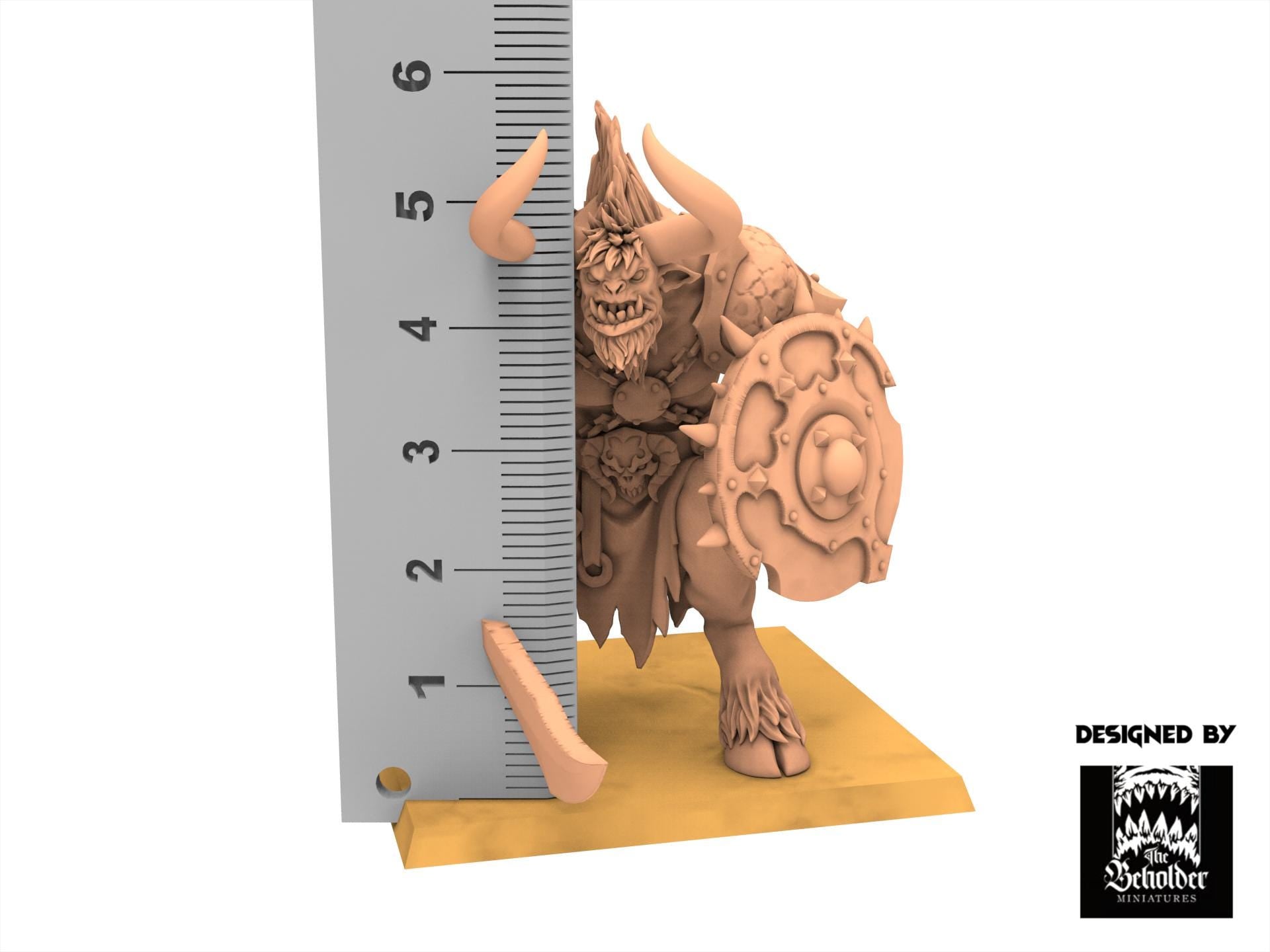 Beastmen - Minotaurs sword and shield - Realms of Mayhem - Beholder Miniature