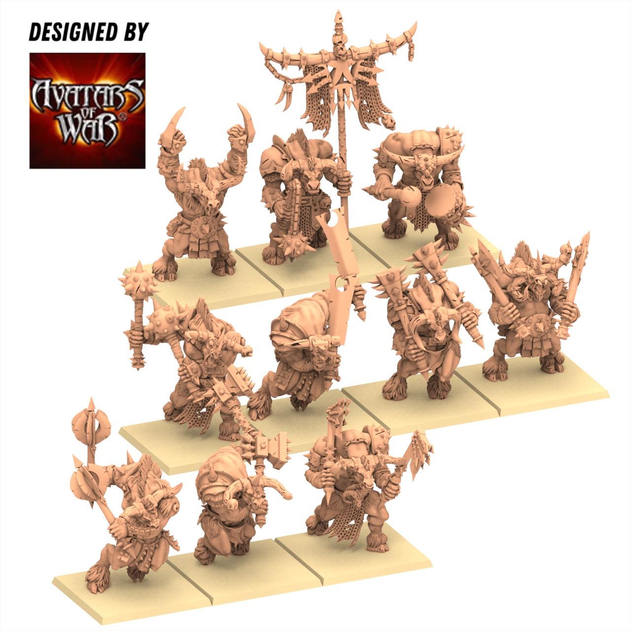 Beastmen - Minotaurs double weapons battleready - Monopose - 28&32mm scale - Avatar of War